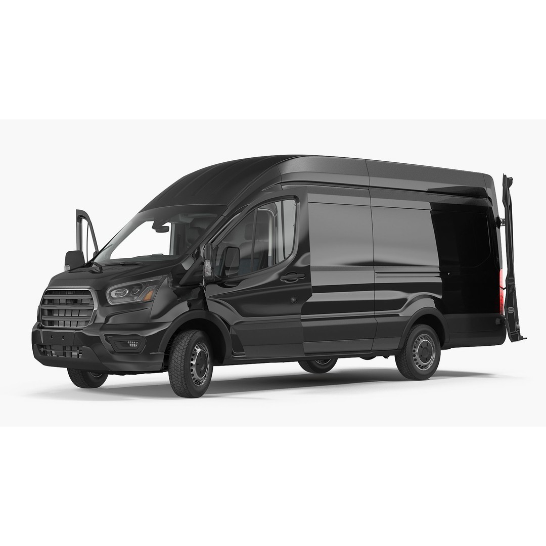 Cargo Van 3D Model – Modern Black LCV for Delivery Services, FBX - View 6