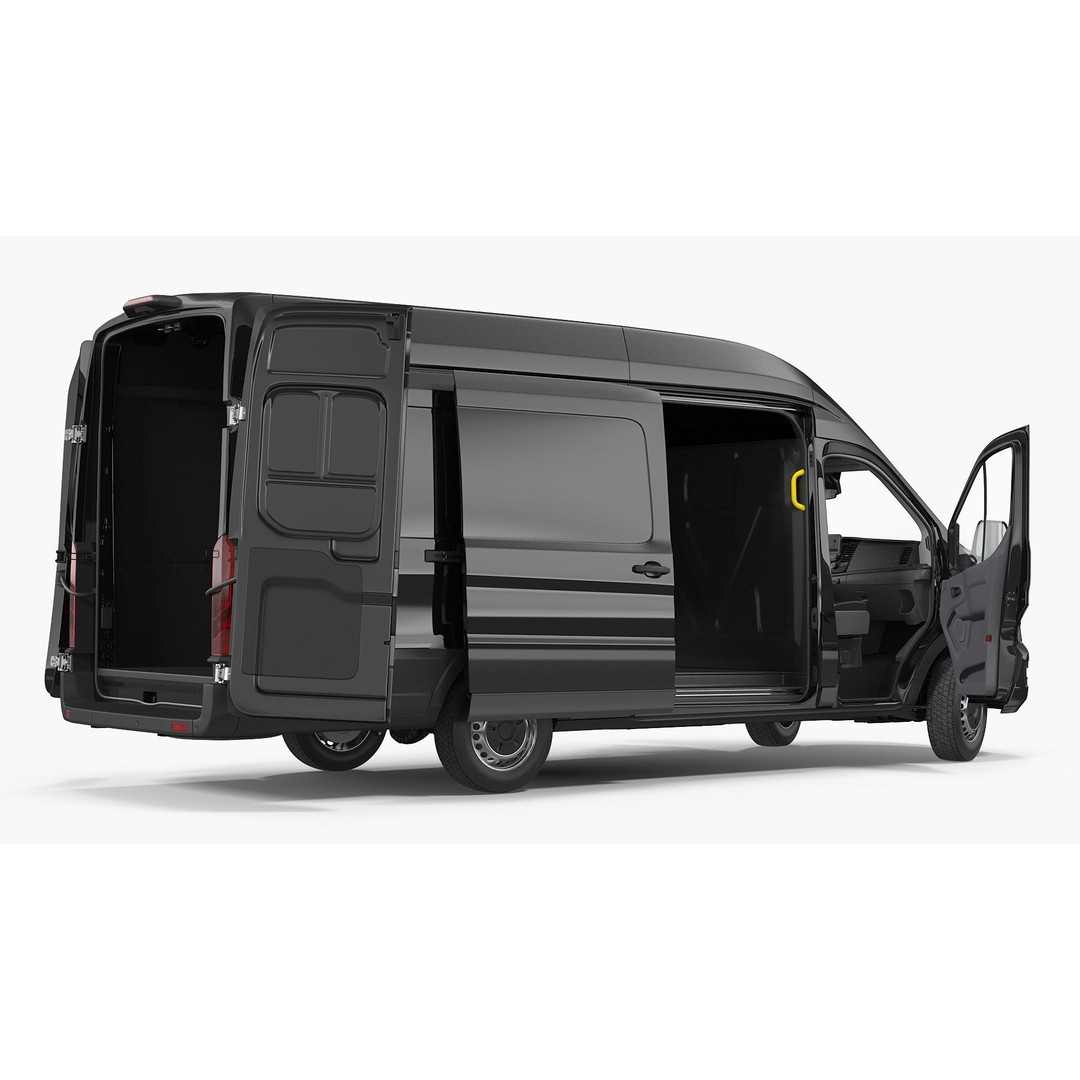 Cargo Van 3D Model – Modern Black LCV for Delivery Services, FBX - View 8