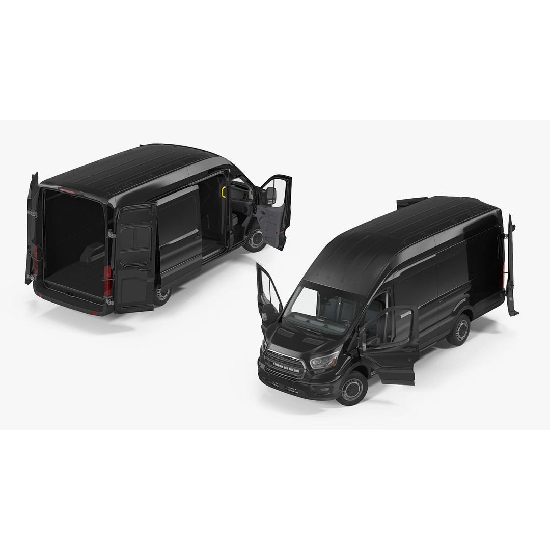Cargo Van 3D Model – Modern Black LCV for Delivery Services, FBX - View 9