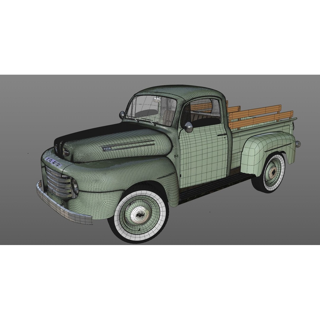 F-1 Pickup 1948 3D Model – High Poly Vintage Truck, FBX, OBJ - View 10
