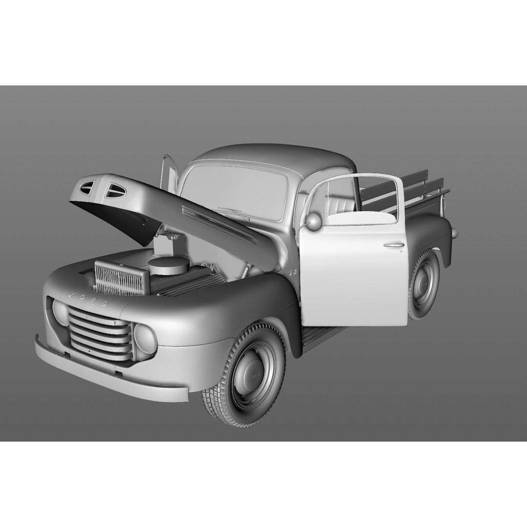 F-1 Pickup 1948 3D Model – High Poly Vintage Truck, FBX, OBJ - View 11