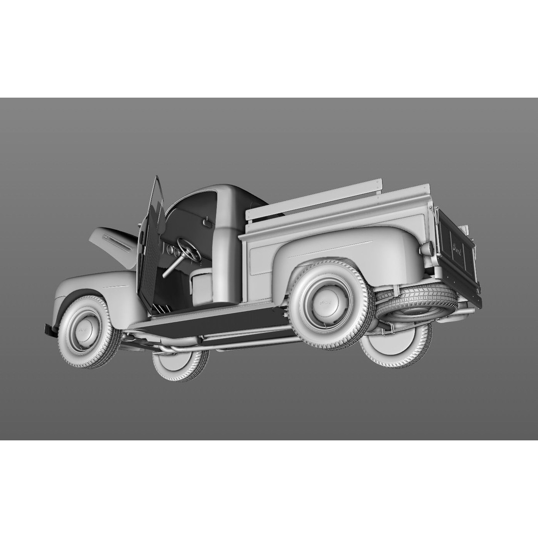 F-1 Pickup 1948 3D Model – High Poly Vintage Truck, FBX, OBJ - View 12