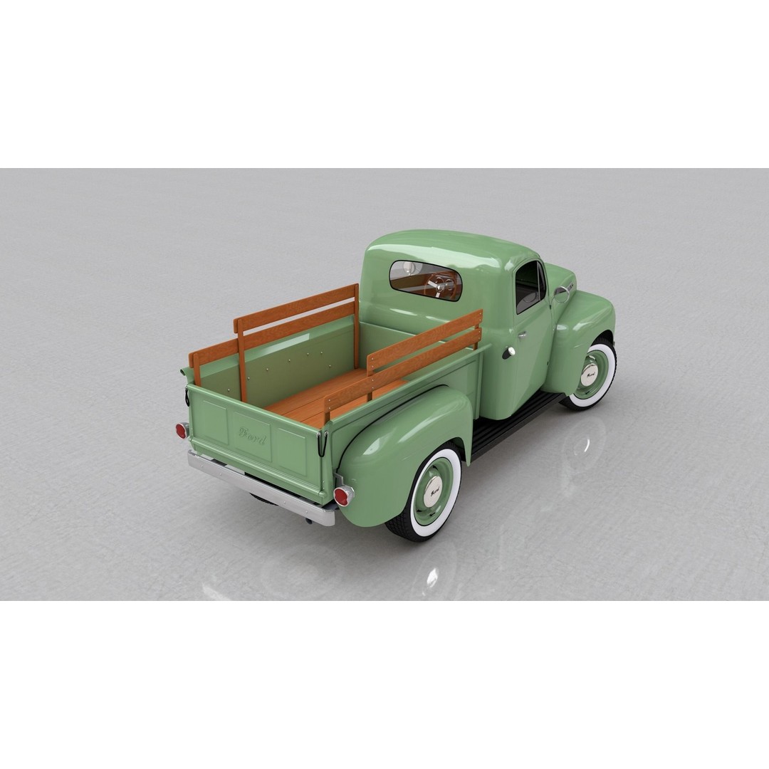 F-1 Pickup 1948 3D Model – High Poly Vintage Truck, FBX, OBJ - View 3