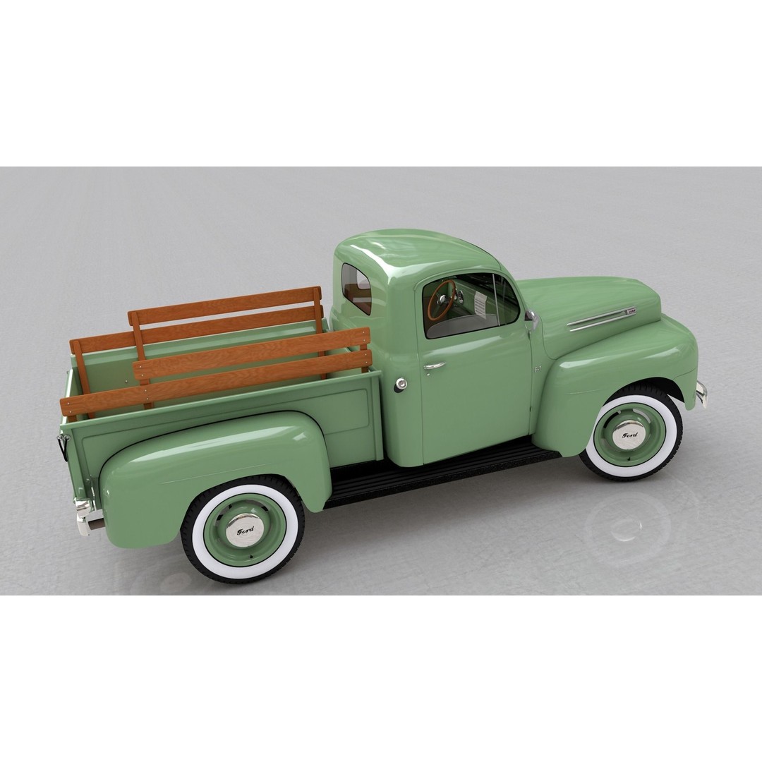 F-1 Pickup 1948 3D Model – High Poly Vintage Truck, FBX, OBJ - View 4