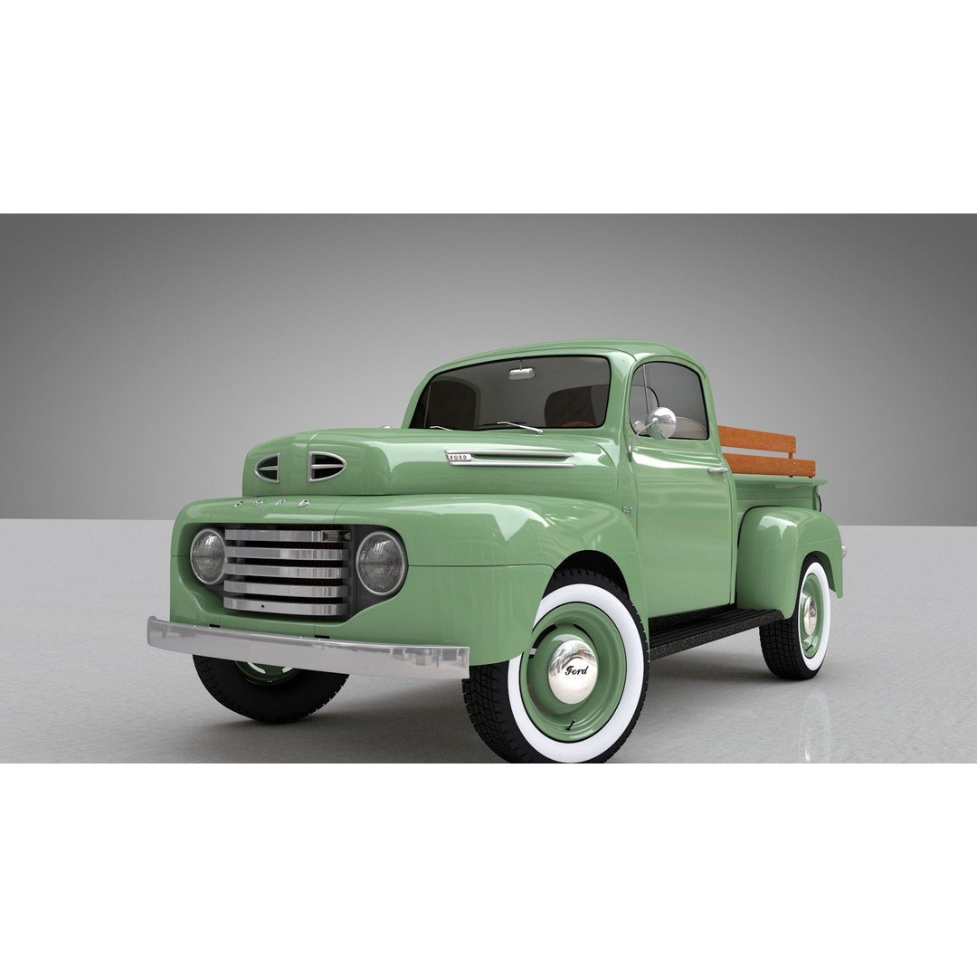 F-1 Pickup 1948 3D Model – High Poly Vintage Truck, FBX, OBJ - View 5