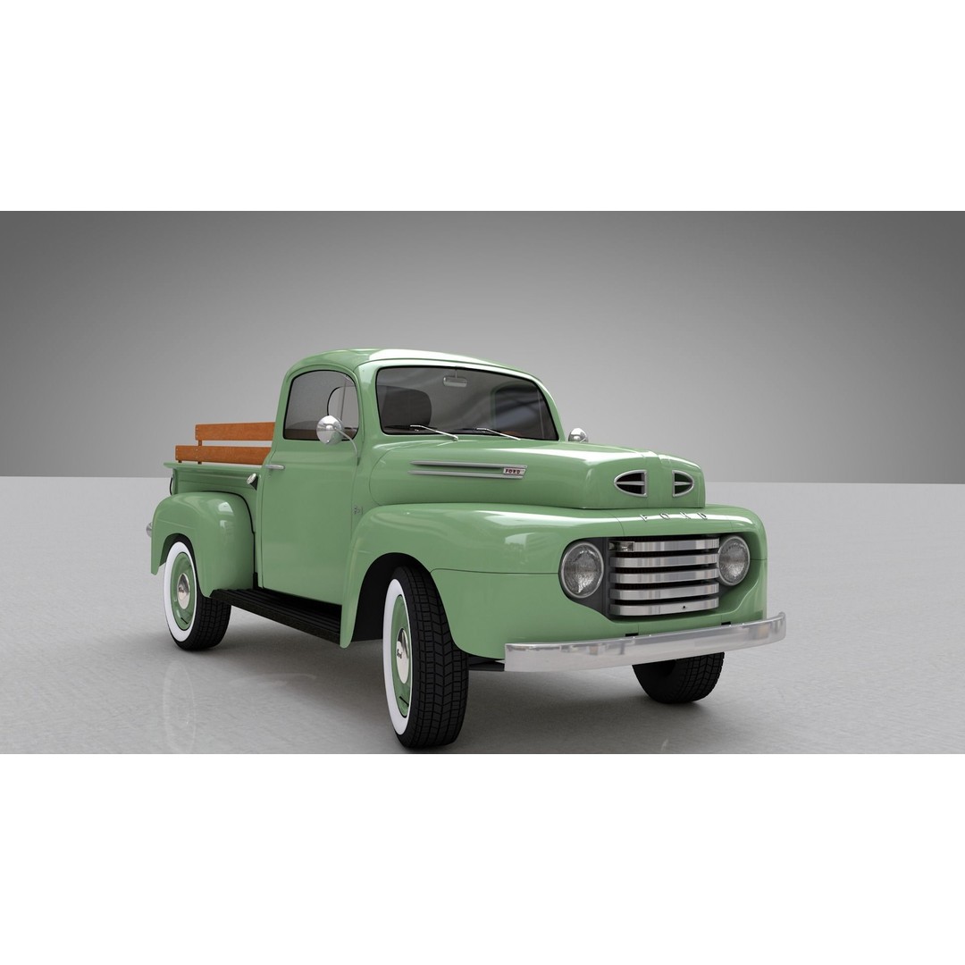 F-1 Pickup 1948 3D Model – High Poly Vintage Truck, FBX, OBJ - View 6