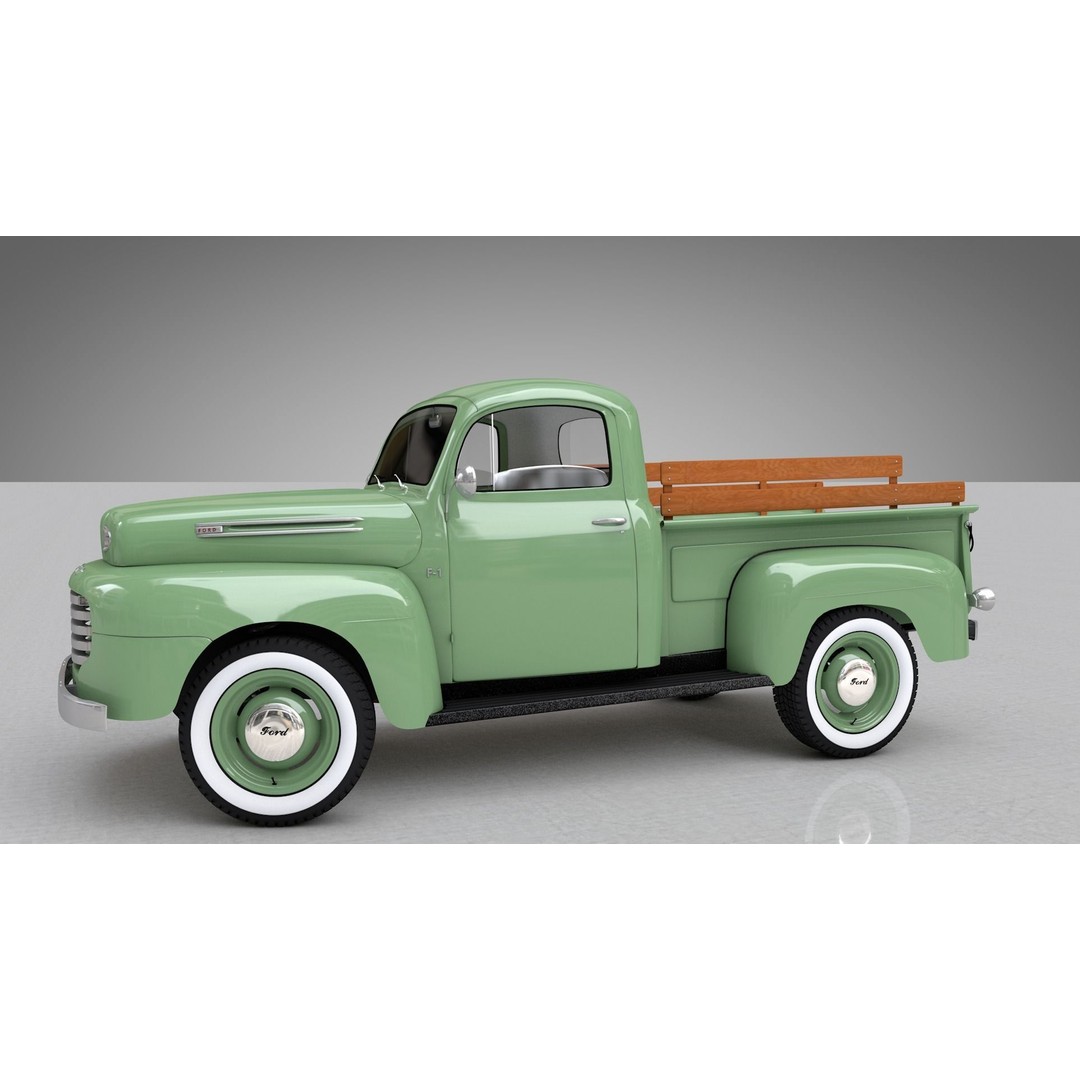 F-1 Pickup 1948 3D Model – High Poly Vintage Truck, FBX, OBJ - View 7