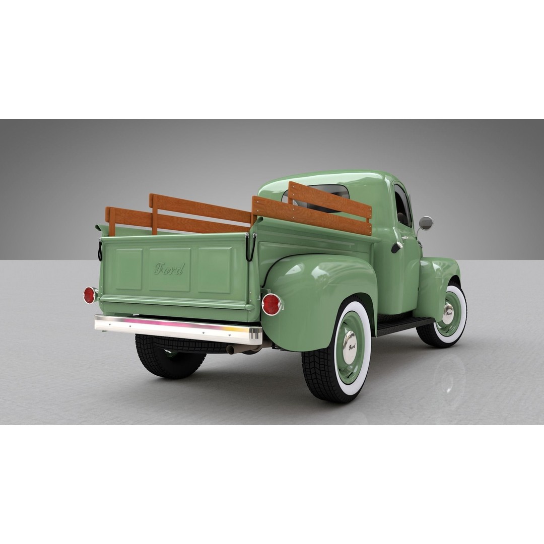 F-1 Pickup 1948 3D Model – High Poly Vintage Truck, FBX, OBJ - View 8