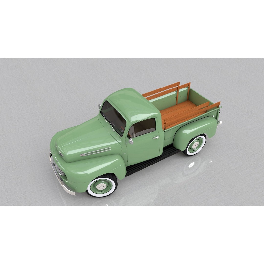 F-1 Pickup 1948 3D Model – High Poly Vintage Truck, FBX, OBJ - View 9