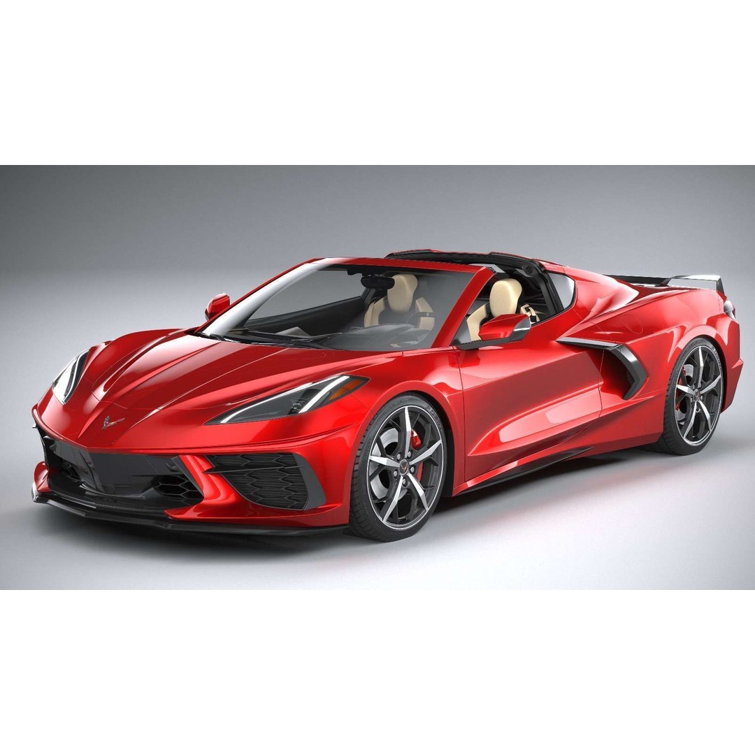 Chevrolet Corvette C8 Stingray 3D Model – High Poly Sport Coupe, FBX, OBJ - View 3