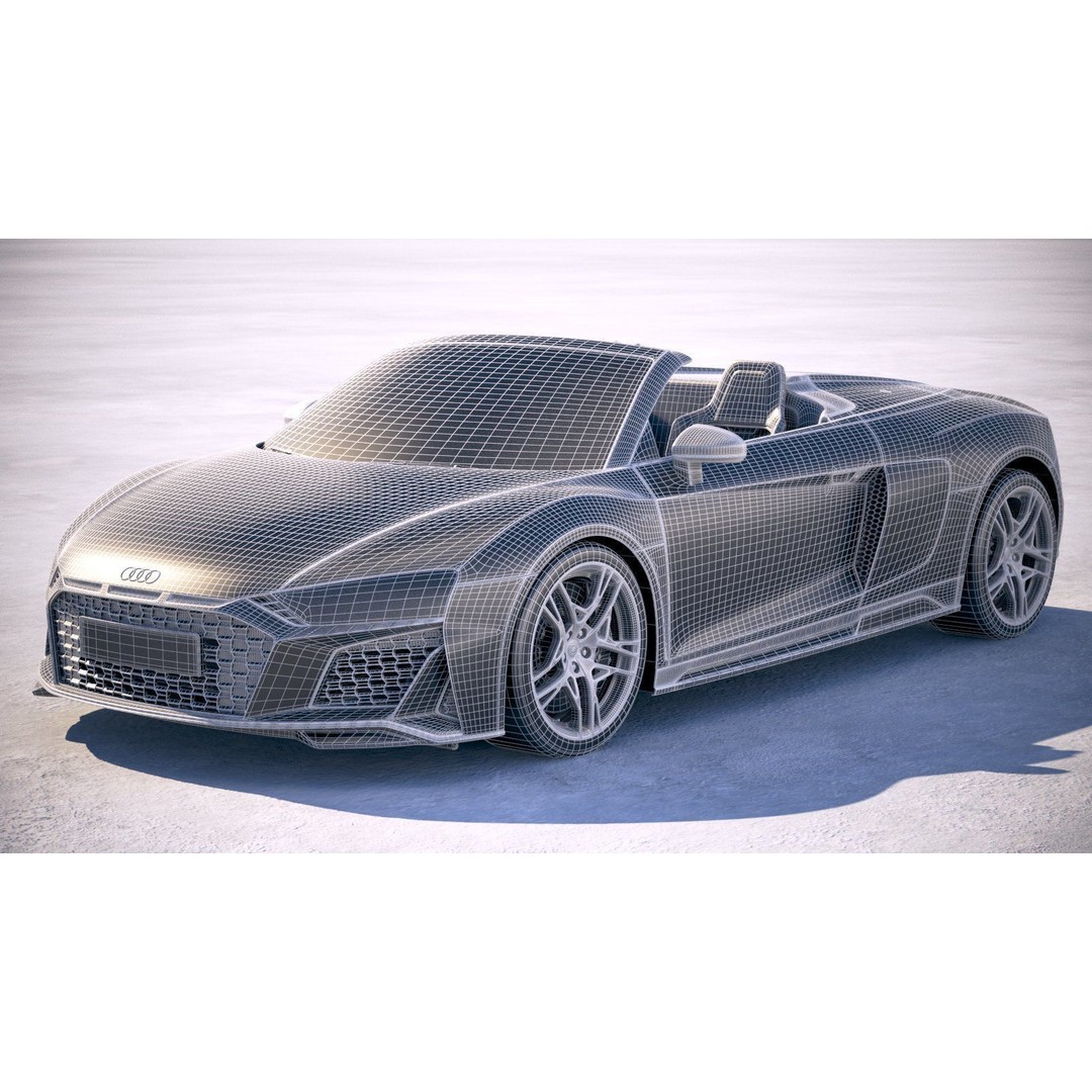 Audi R8 Spyder 2019 3D Model – High Poly Car Asset, FBX, OBJ - View 22