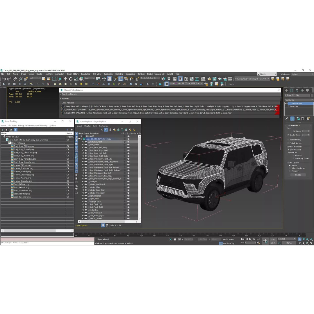 Lexus GX 550 SUV 2024 Gray 3D Model – High Poly PBR Vehicle Asset - View 25