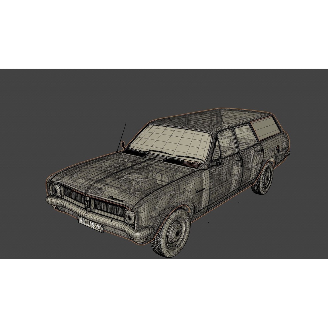 Holden HG Kingswood Wagon 1970 3D Model – High Detail Game Asset, FBX, OBJ - View 29