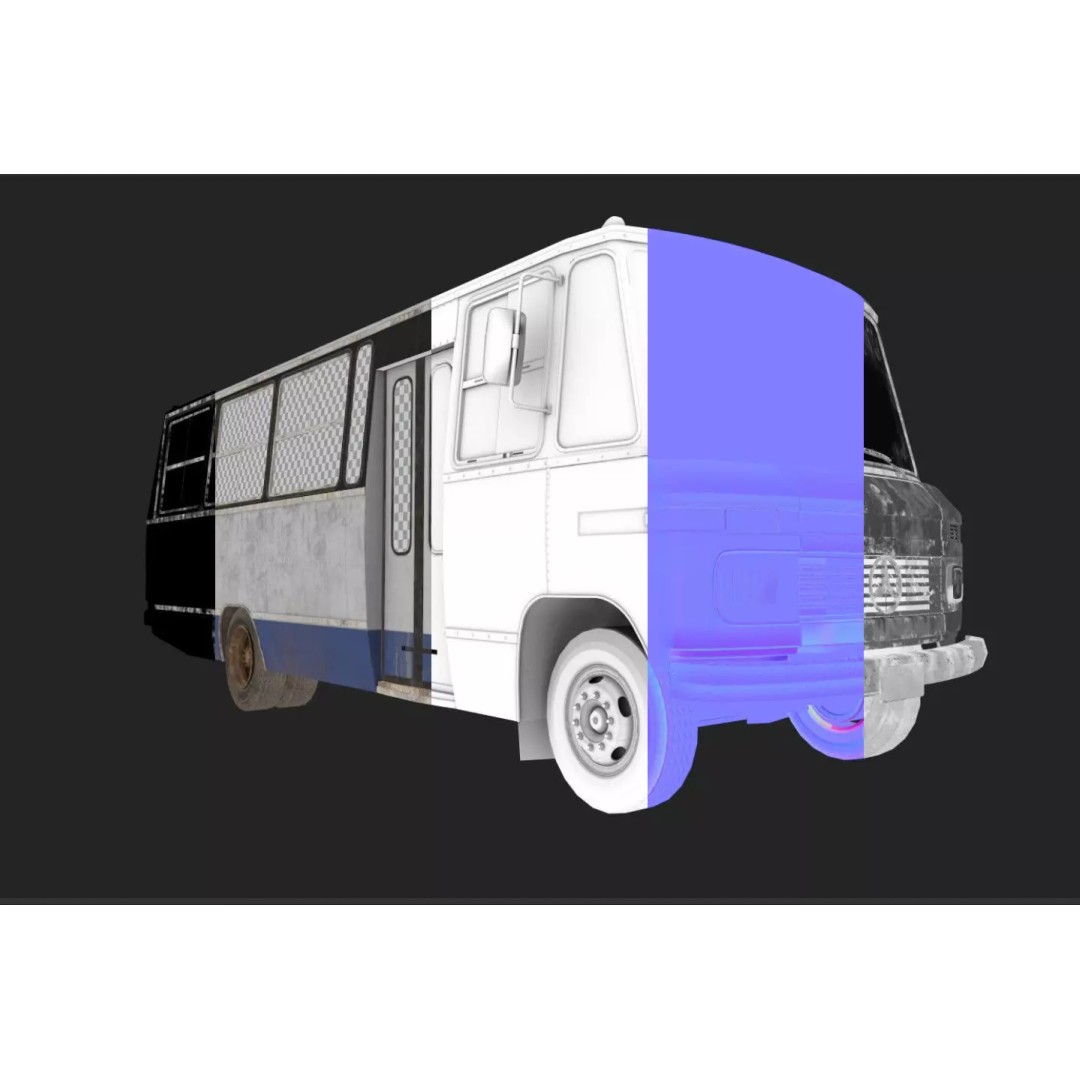 Mercedes-Benz 608 D Bus 3D Model – Low Poly Game Ready Asset, FBX