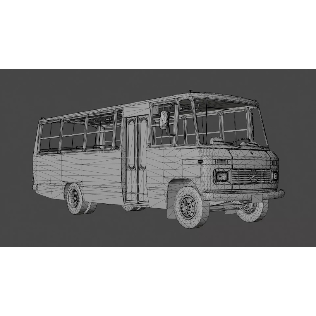 Mercedes-Benz 608 D Bus 3D Model – Low Poly Game Ready Asset, FBX - View 17