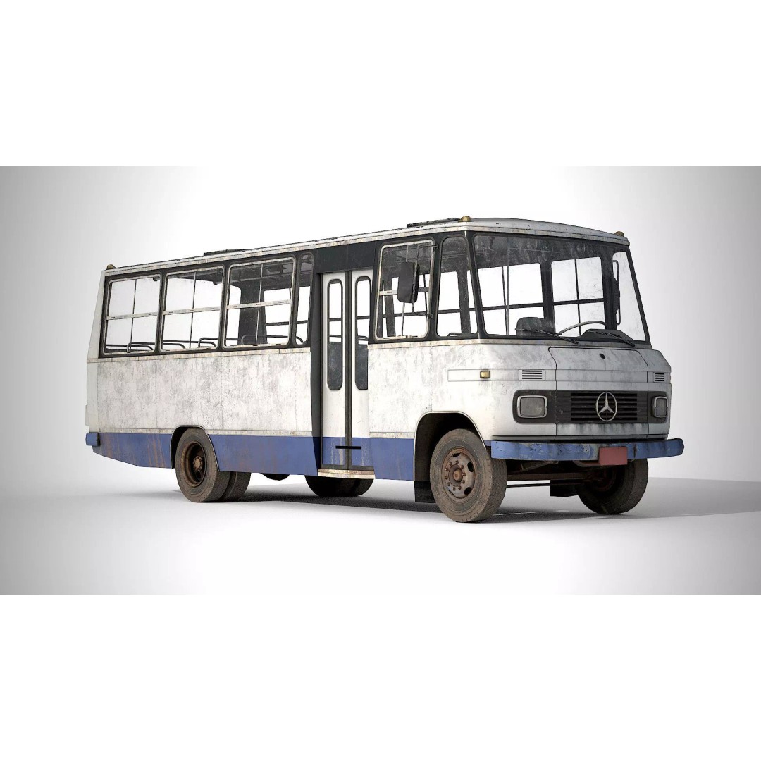 Mercedes-Benz 608 D Bus 3D Model – Low Poly Game Ready Asset, FBX - View 2