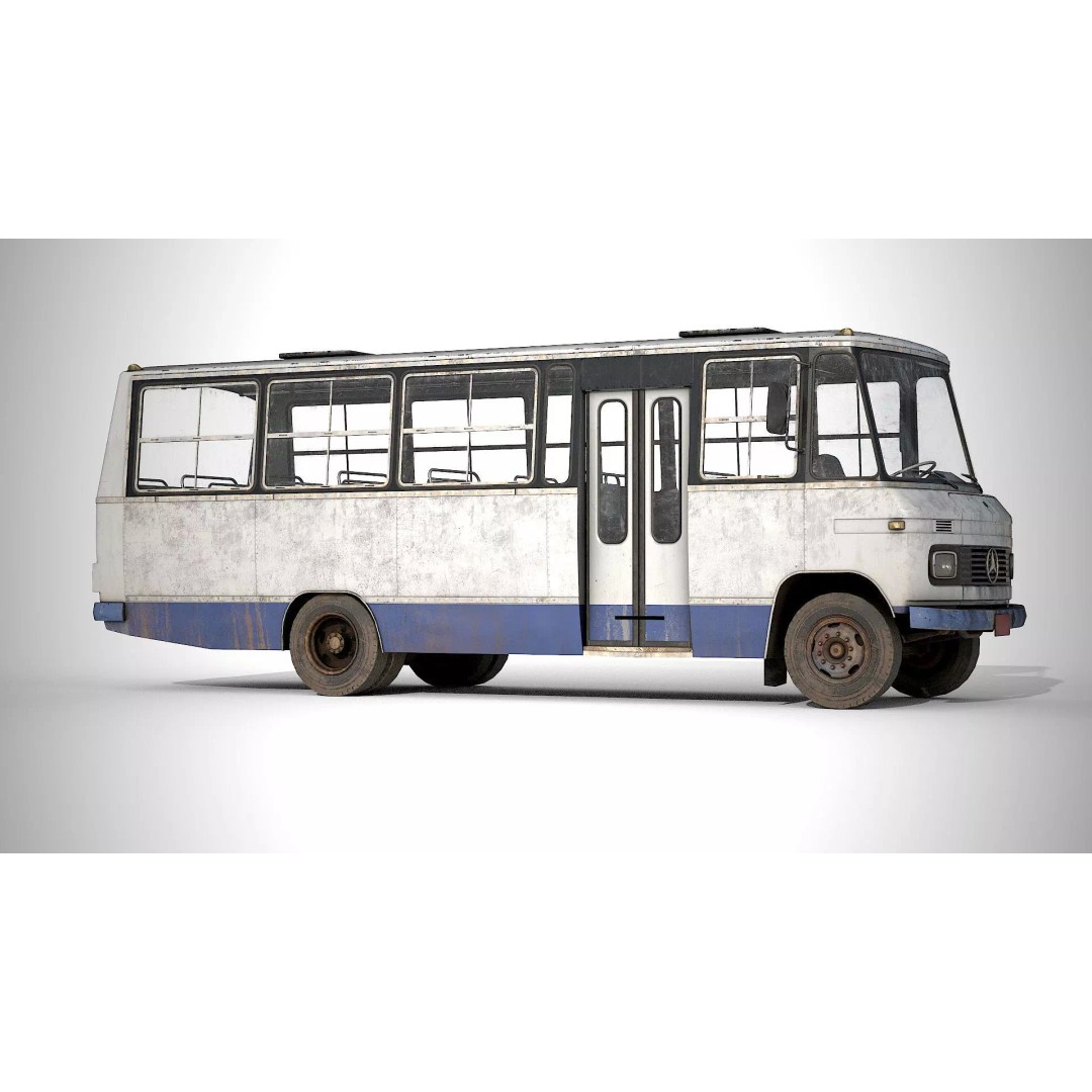 Mercedes-Benz 608 D Bus 3D Model – Low Poly Game Ready Asset, FBX - View 3