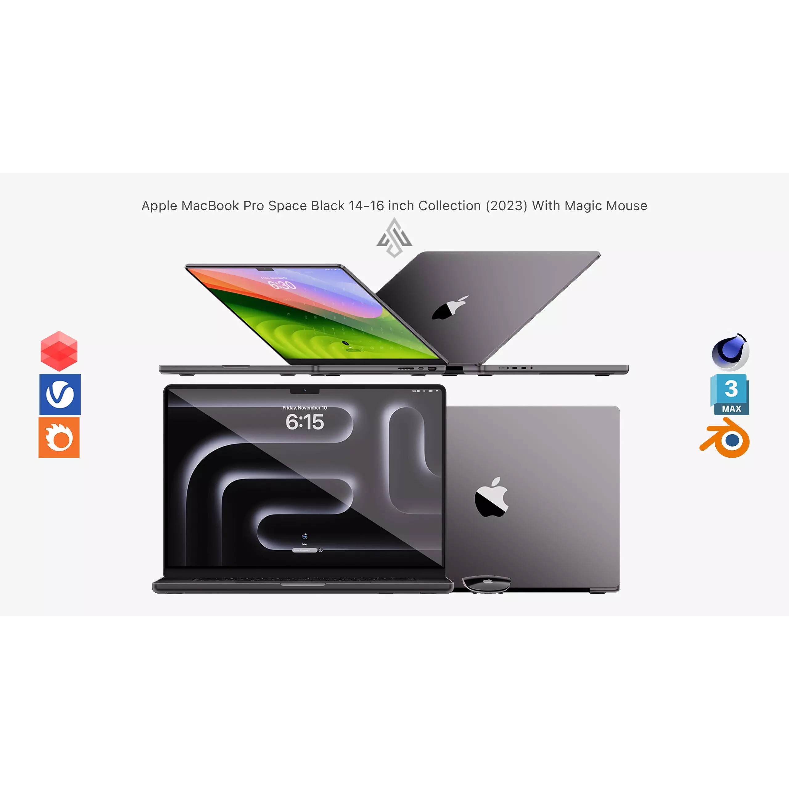 Apple MacBook Pro 14 & 16 inch Space Black - Game-Ready 3D Model - View 2