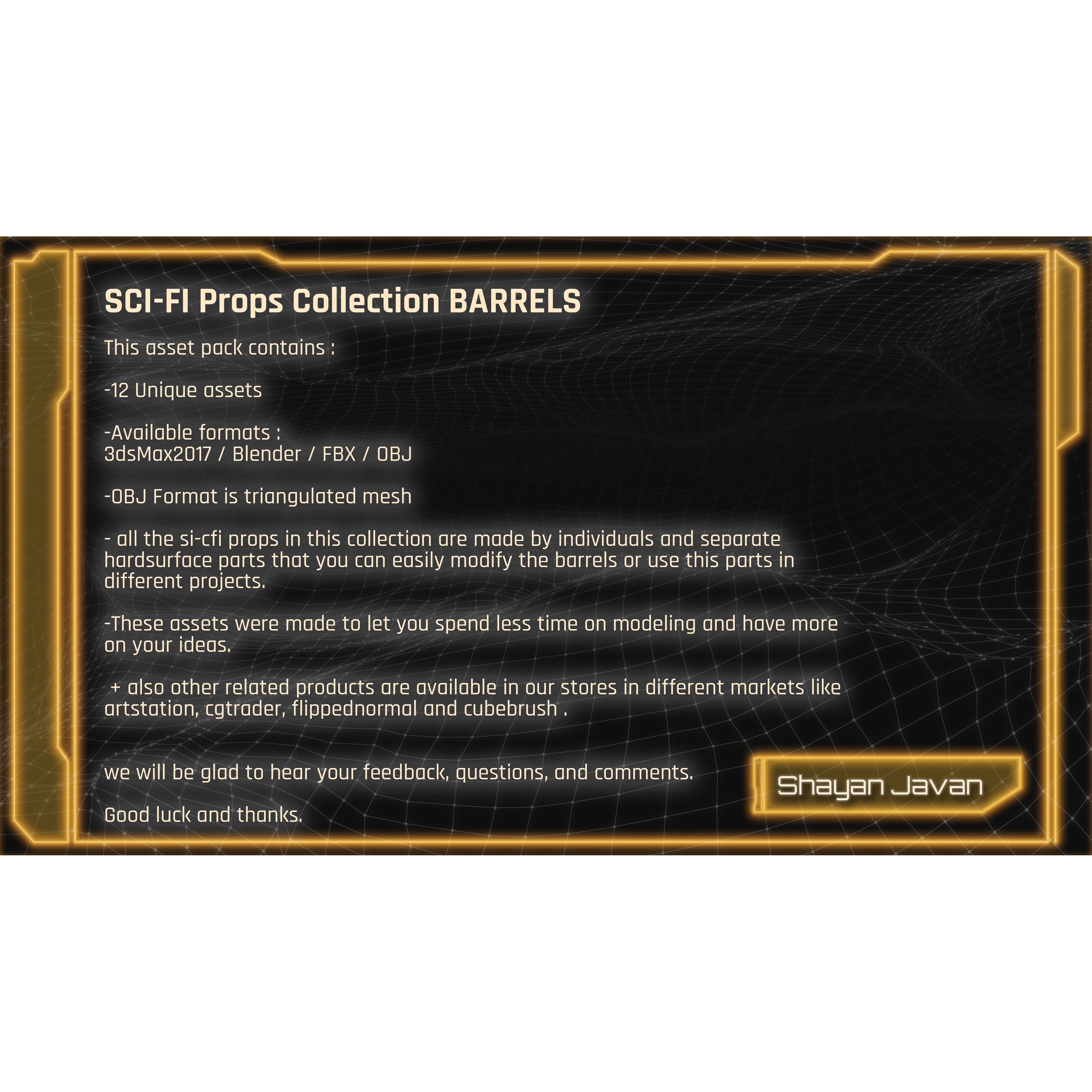 Sci-Fi Props Collection Barrels - Game-Ready 3D Model