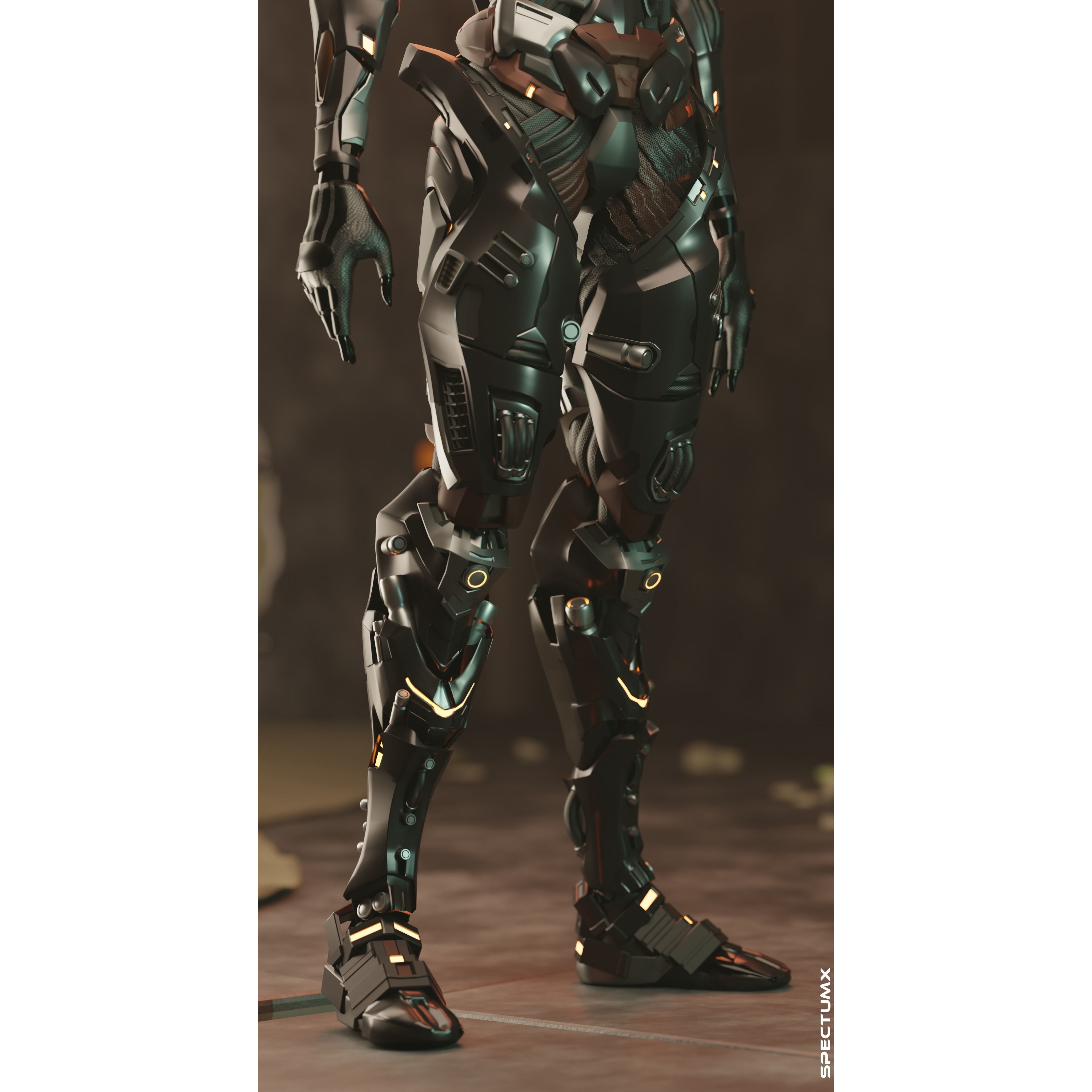Cyberpunk Combat Armor Character - Low-Poly 3D Model - View 10
