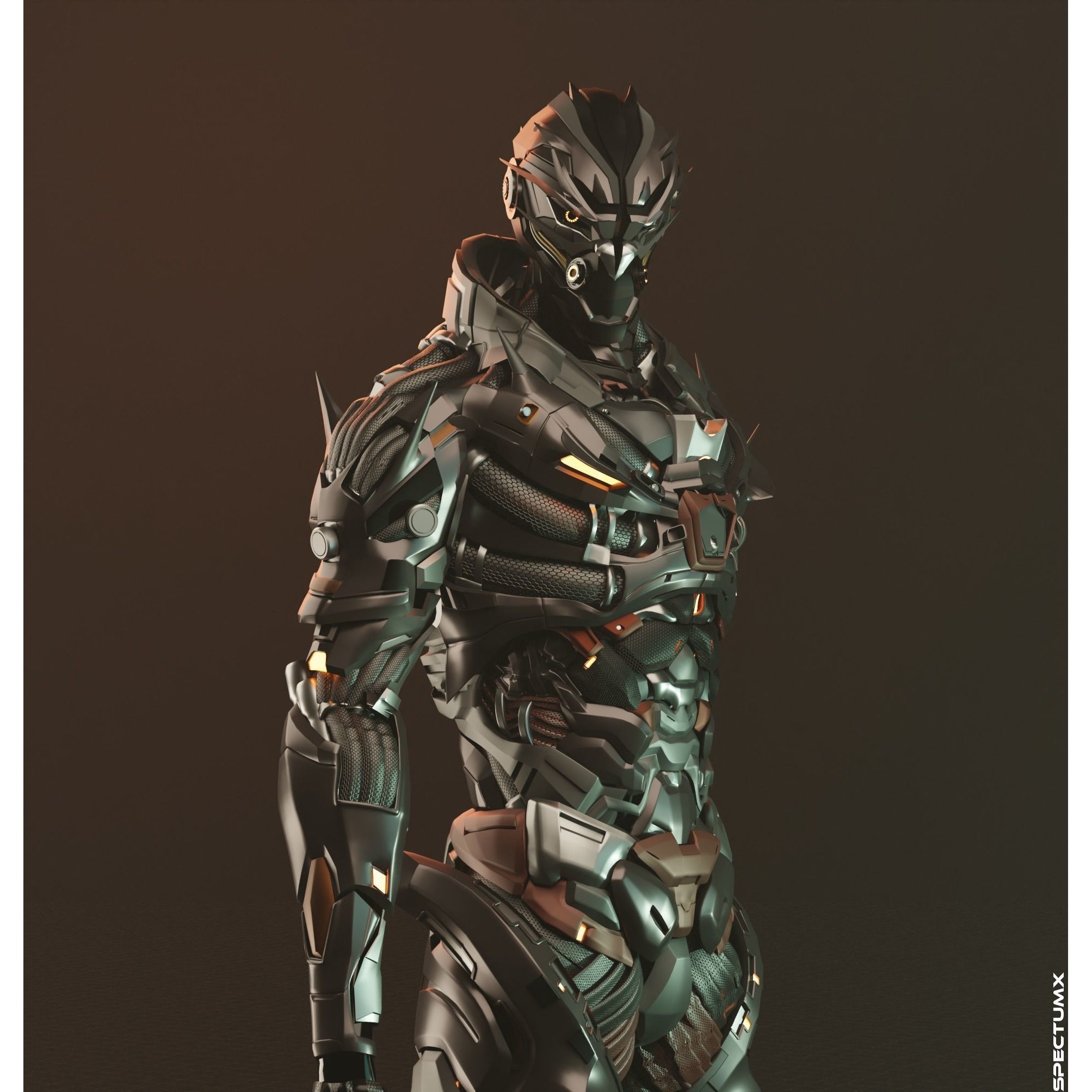 Cyberpunk Combat Armor Character - Low-Poly 3D Model - View 13