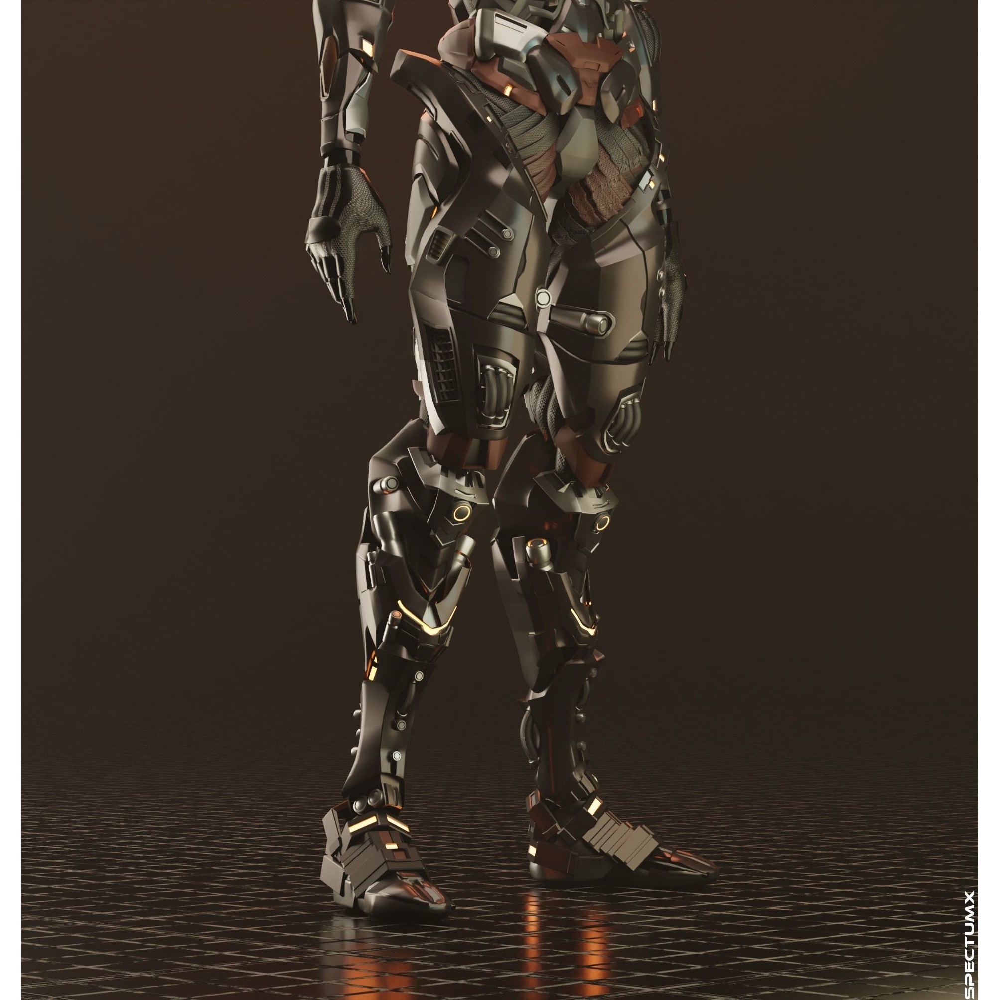 Cyberpunk Combat Armor Character - Low-Poly 3D Model - View 14
