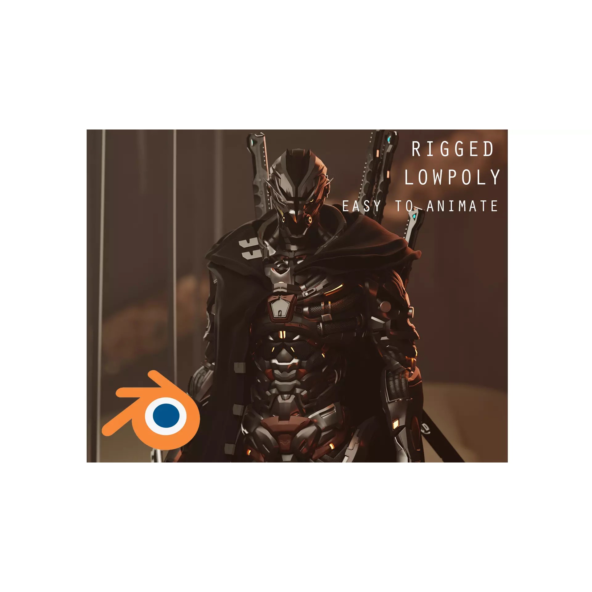 Cyberpunk Combat Armor Character - Low-Poly 3D Model - View 2