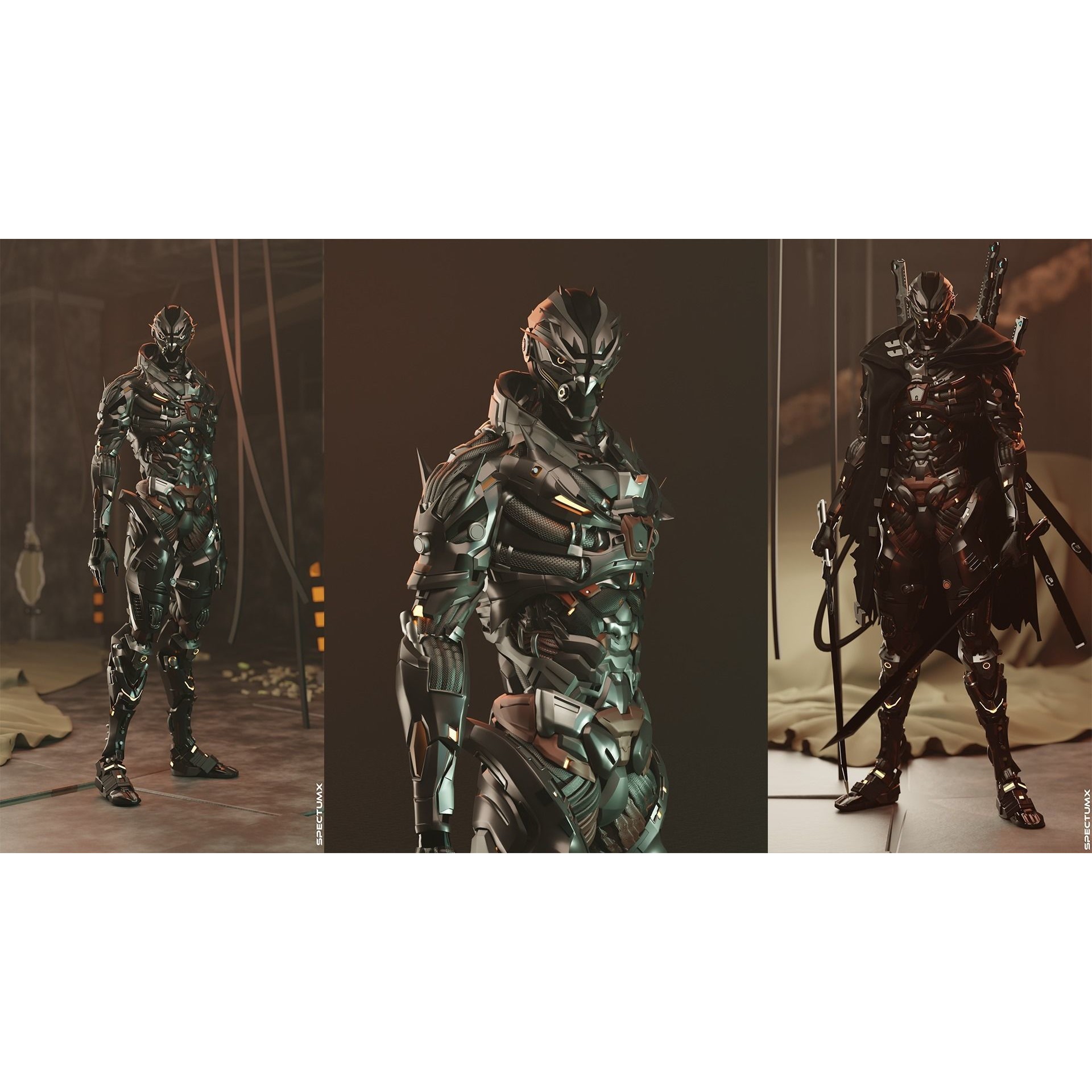 Cyberpunk Combat Armor Character - Low-Poly 3D Model - View 4