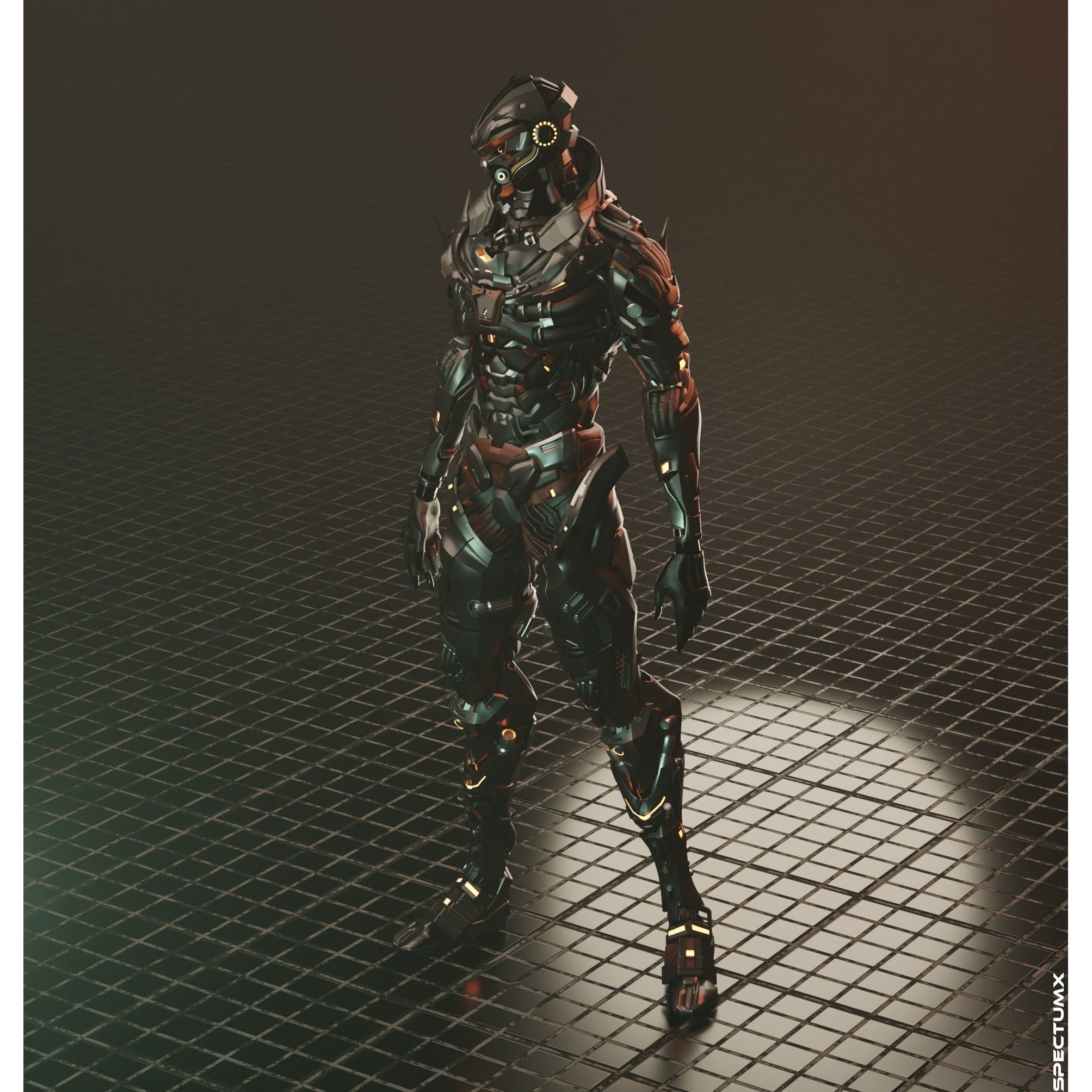 Cyberpunk Combat Armor Character - Low-Poly 3D Model - View 5