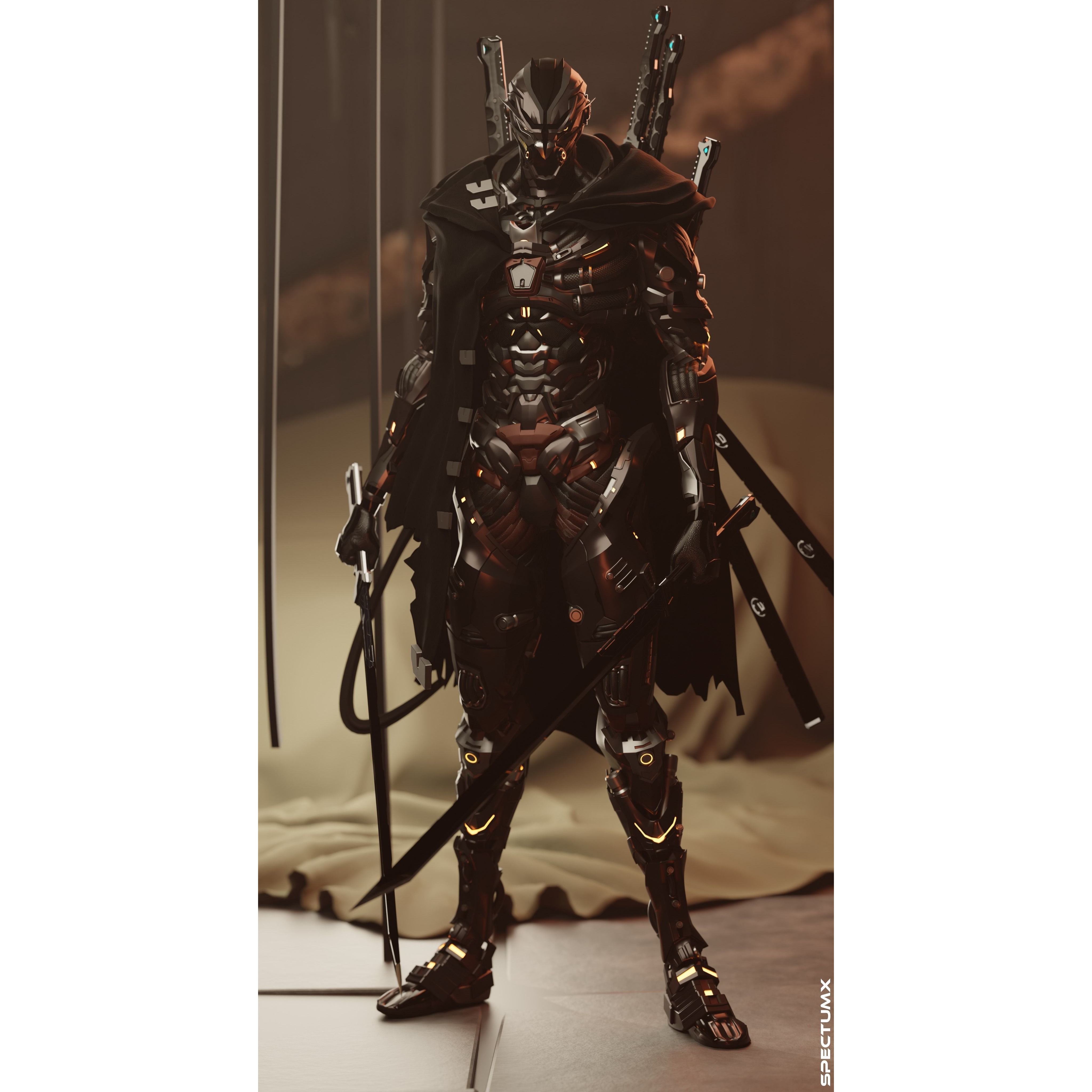 Cyberpunk Combat Armor Character - Low-Poly 3D Model - View 6