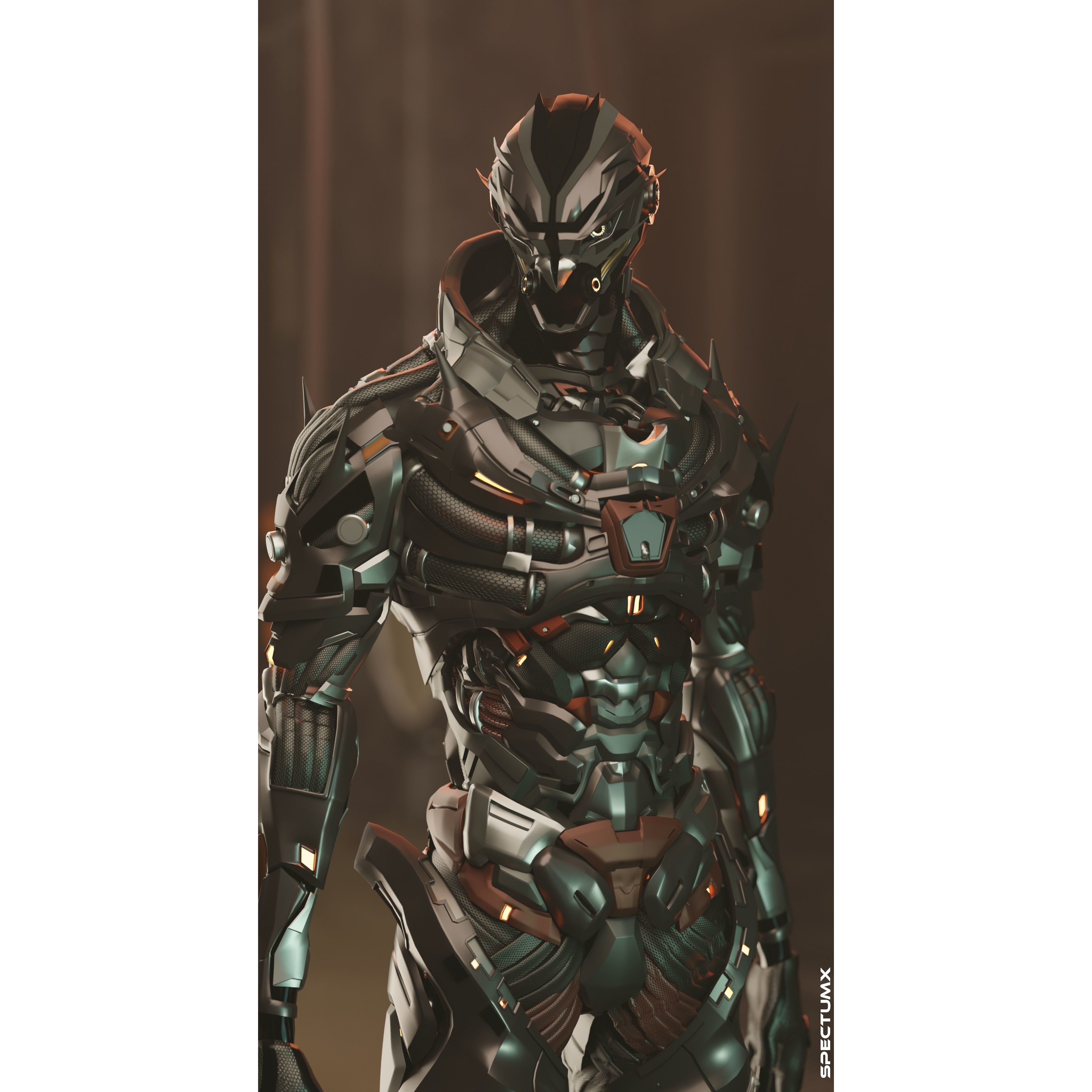 Cyberpunk Combat Armor Character - Low-Poly 3D Model - View 8