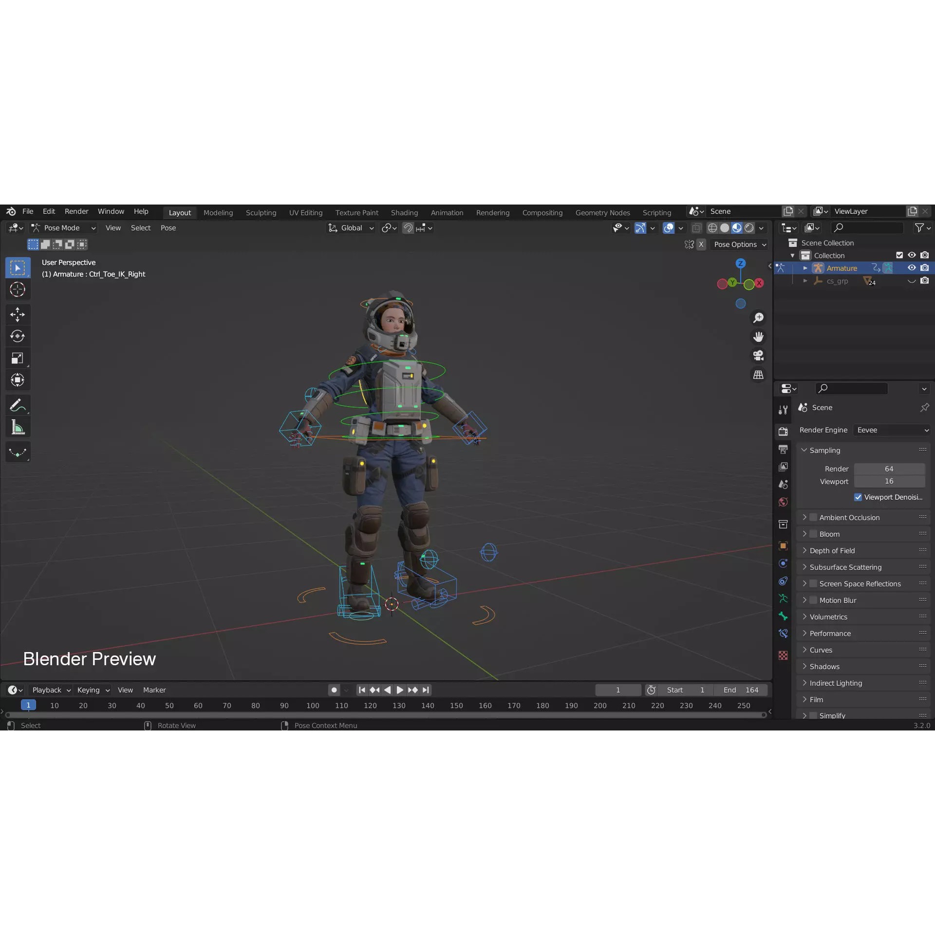Space Marshal Female - Low-Poly Game-Ready 3D Model - View 23