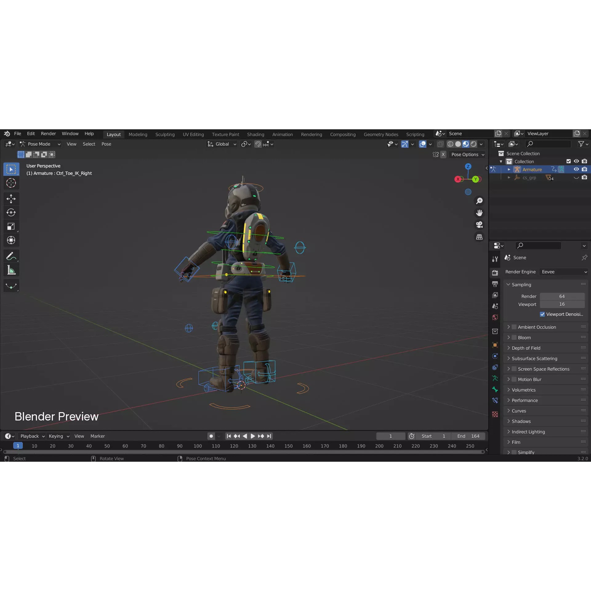 Space Marshal Female - Low-Poly Game-Ready 3D Model - View 24