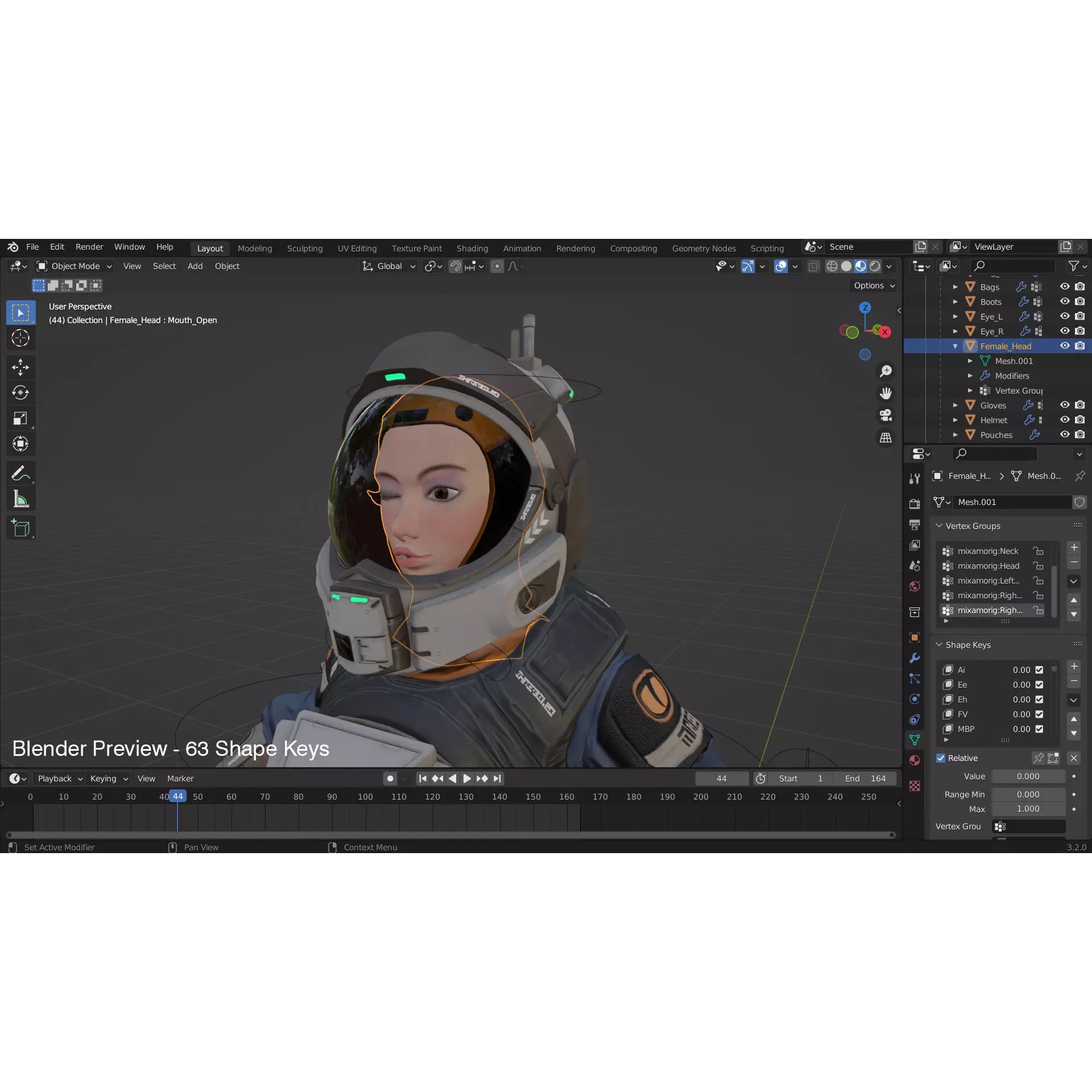 Space Marshal Female - Low-Poly Game-Ready 3D Model - View 26