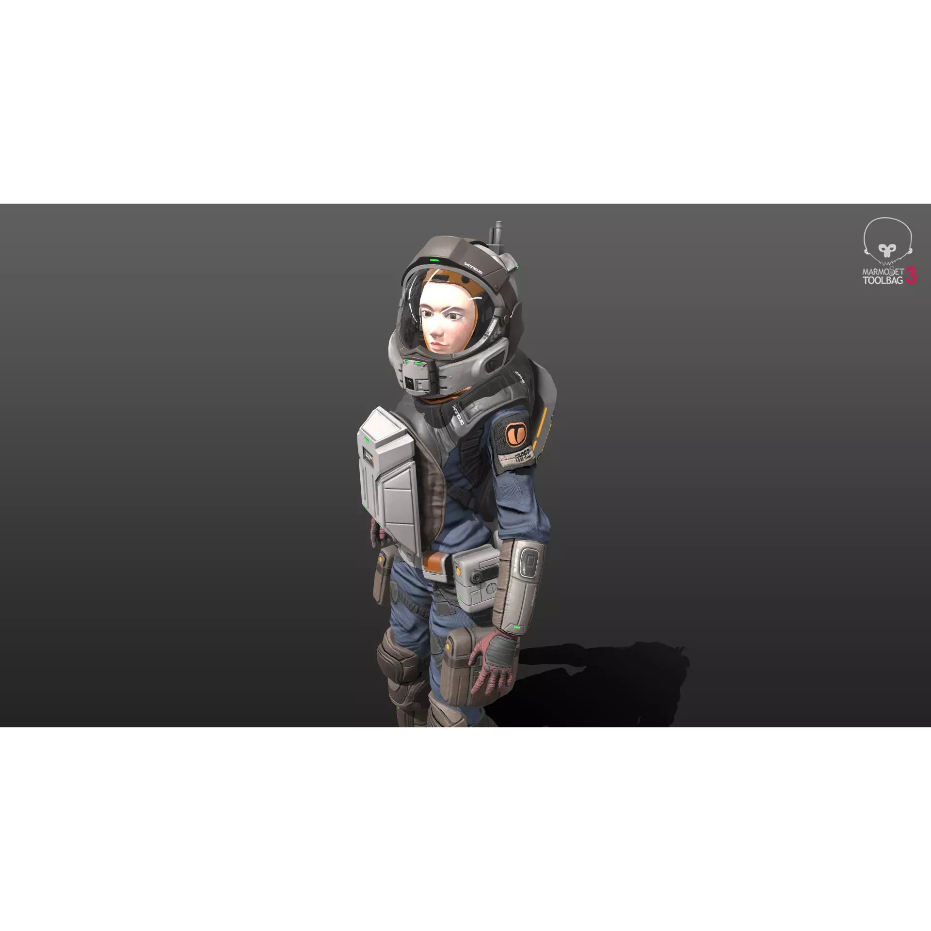 Space Marshal Female - Low-Poly Game-Ready 3D Model - View 4
