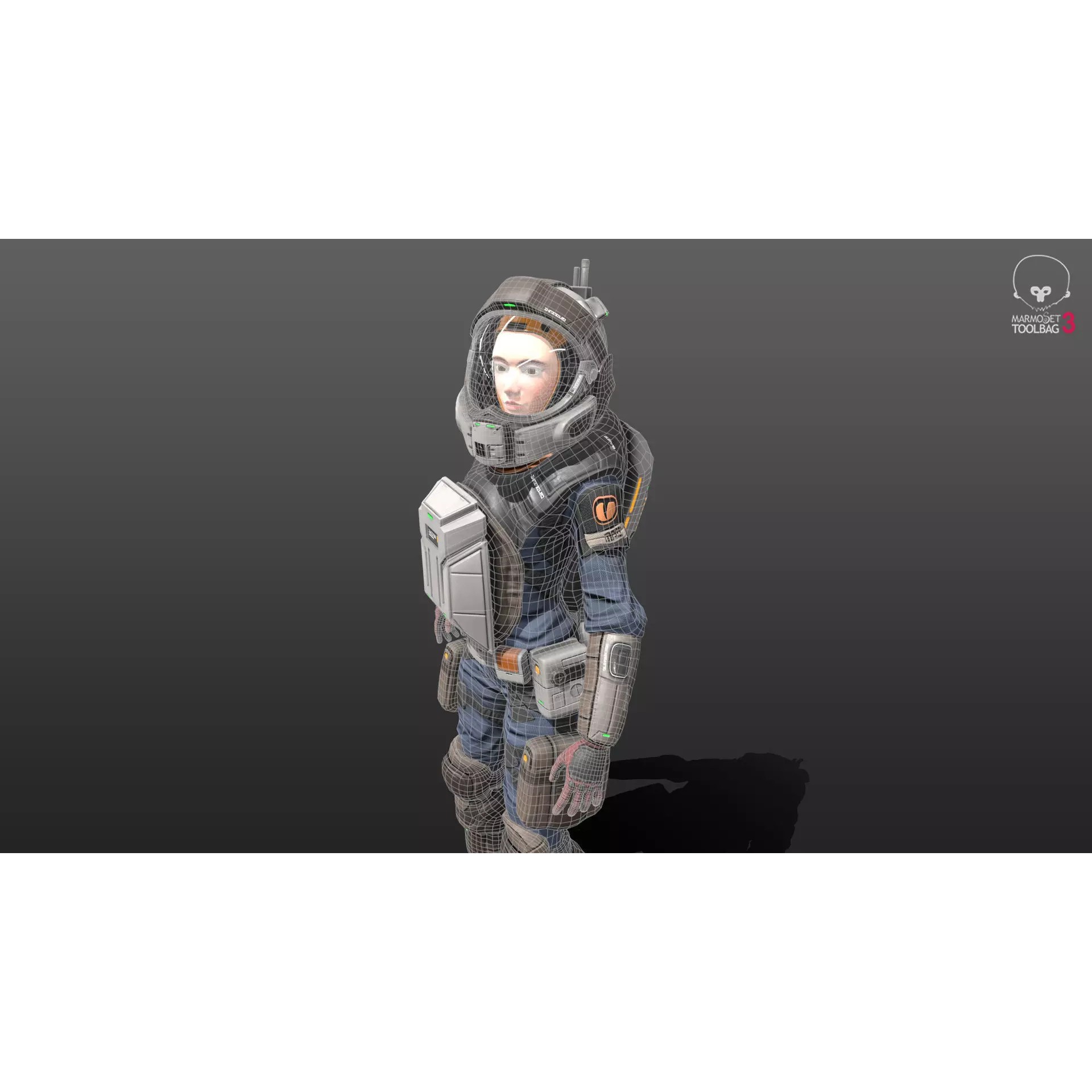 Space Marshal Female - Low-Poly Game-Ready 3D Model - View 5