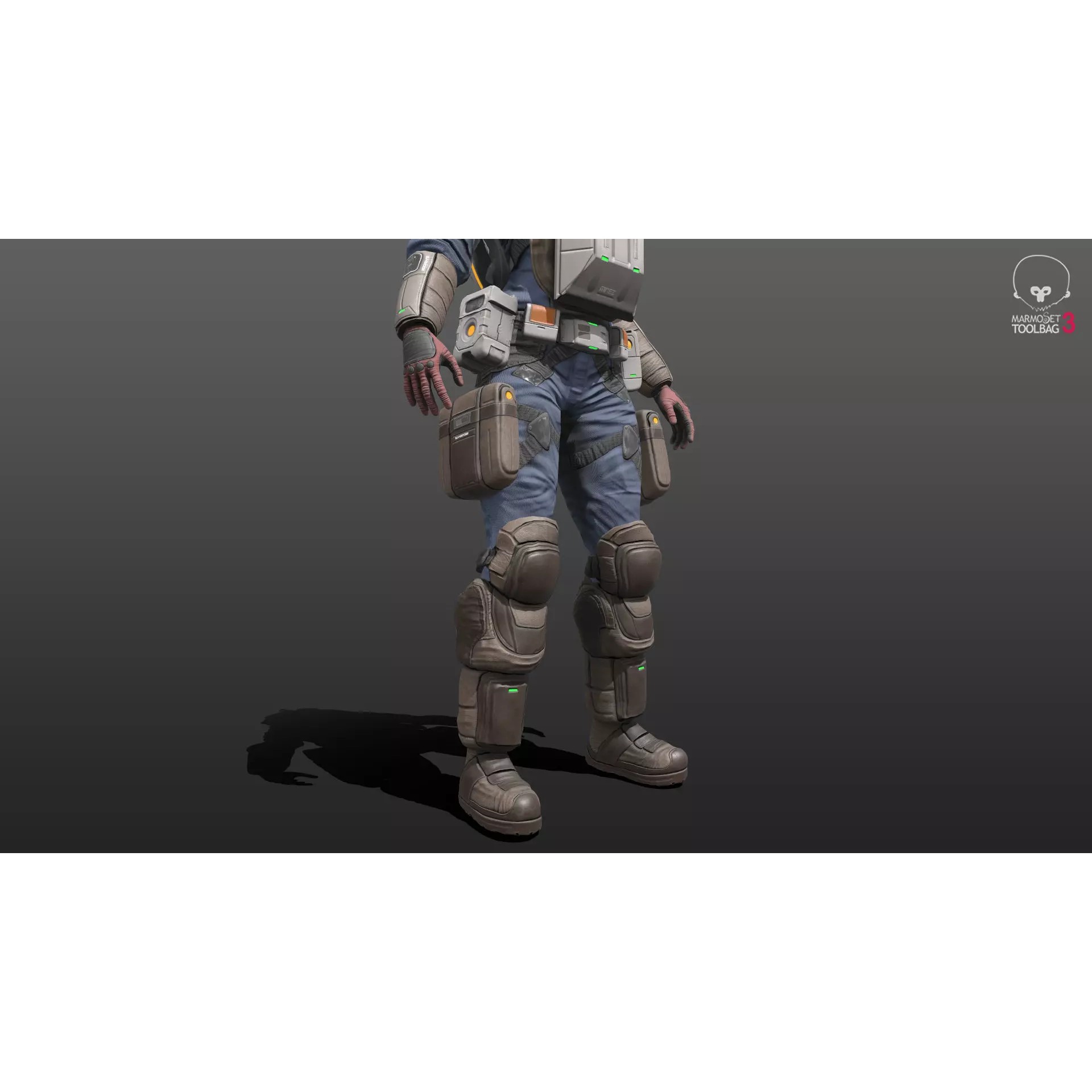 Space Marshal Female - Low-Poly Game-Ready 3D Model - View 6