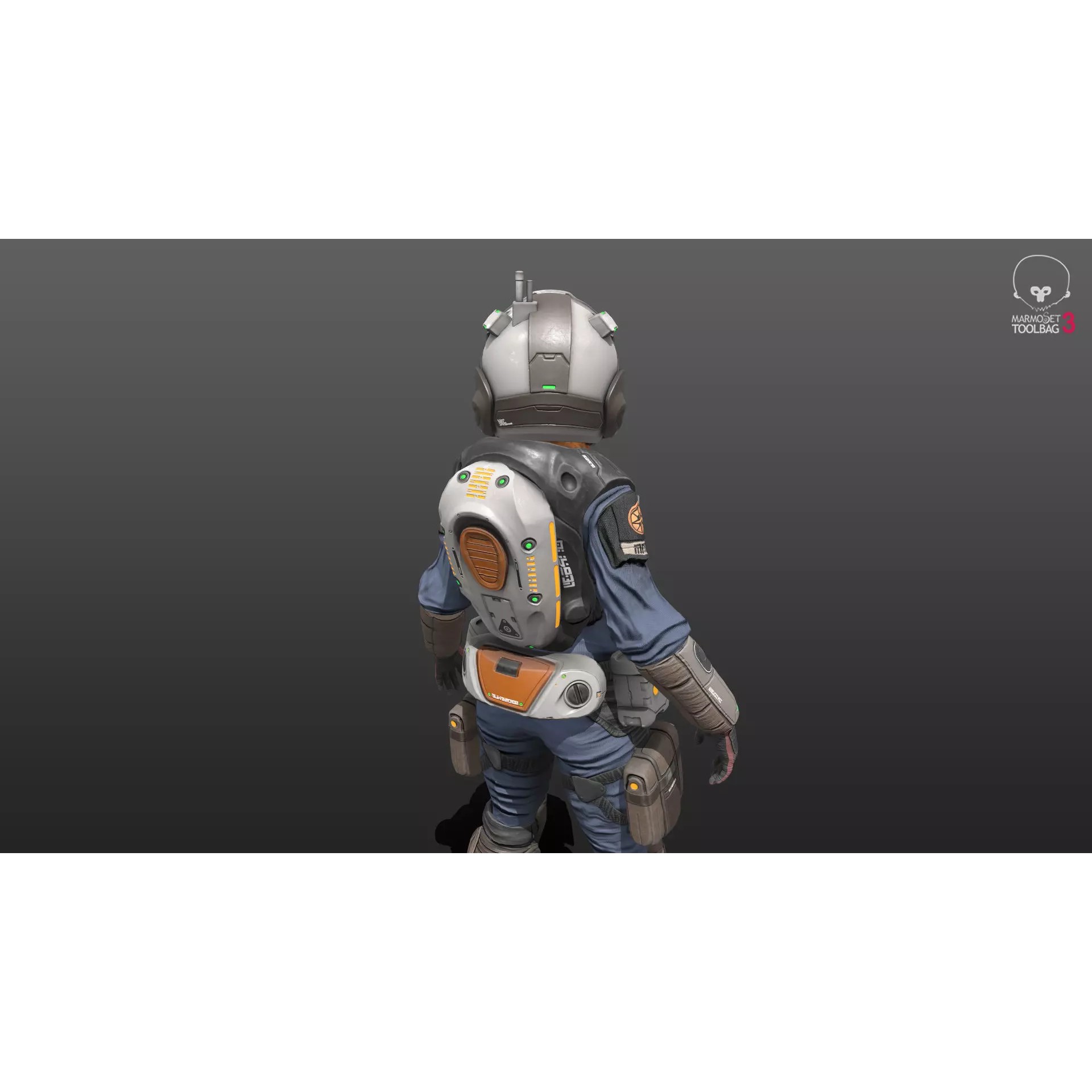 Space Marshal Female - Low-Poly Game-Ready 3D Model - View 8