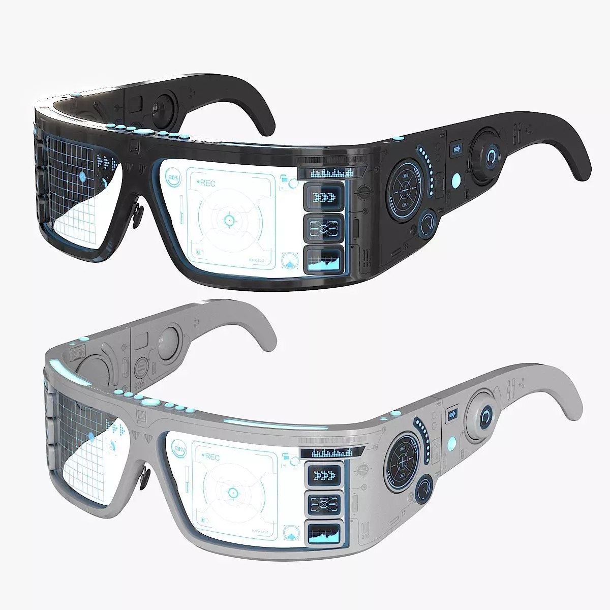 Sci Fi Smart Glasses - Low-Poly Game-Ready 3D Model - View 2