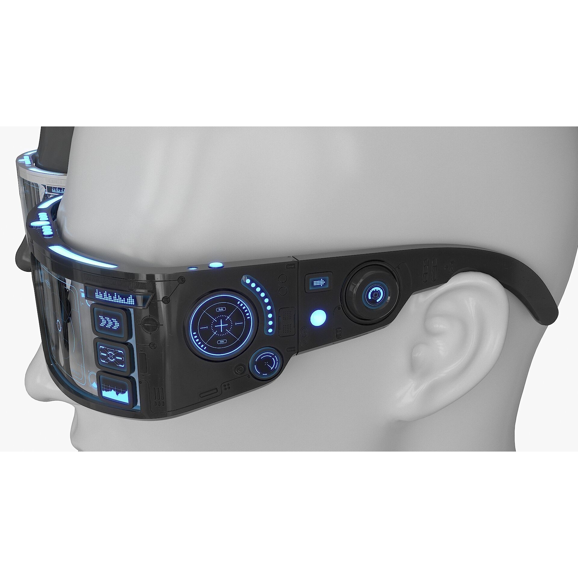 Sci Fi Smart Glasses - Low-Poly Game-Ready 3D Model - View 6