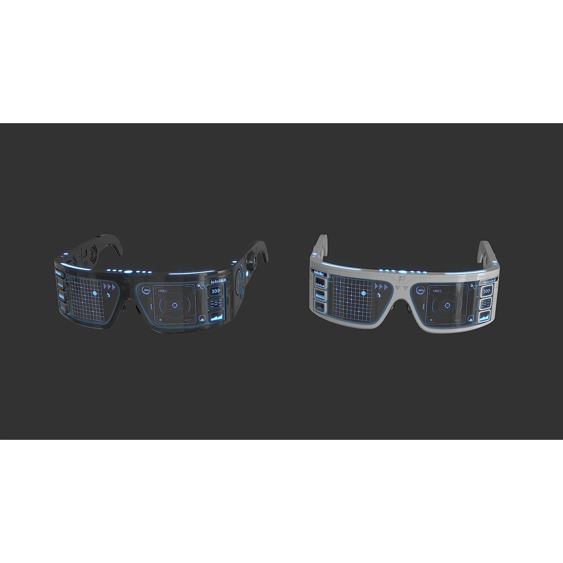 Sci Fi Smart Glasses - Low-Poly Game-Ready 3D Model - View 9