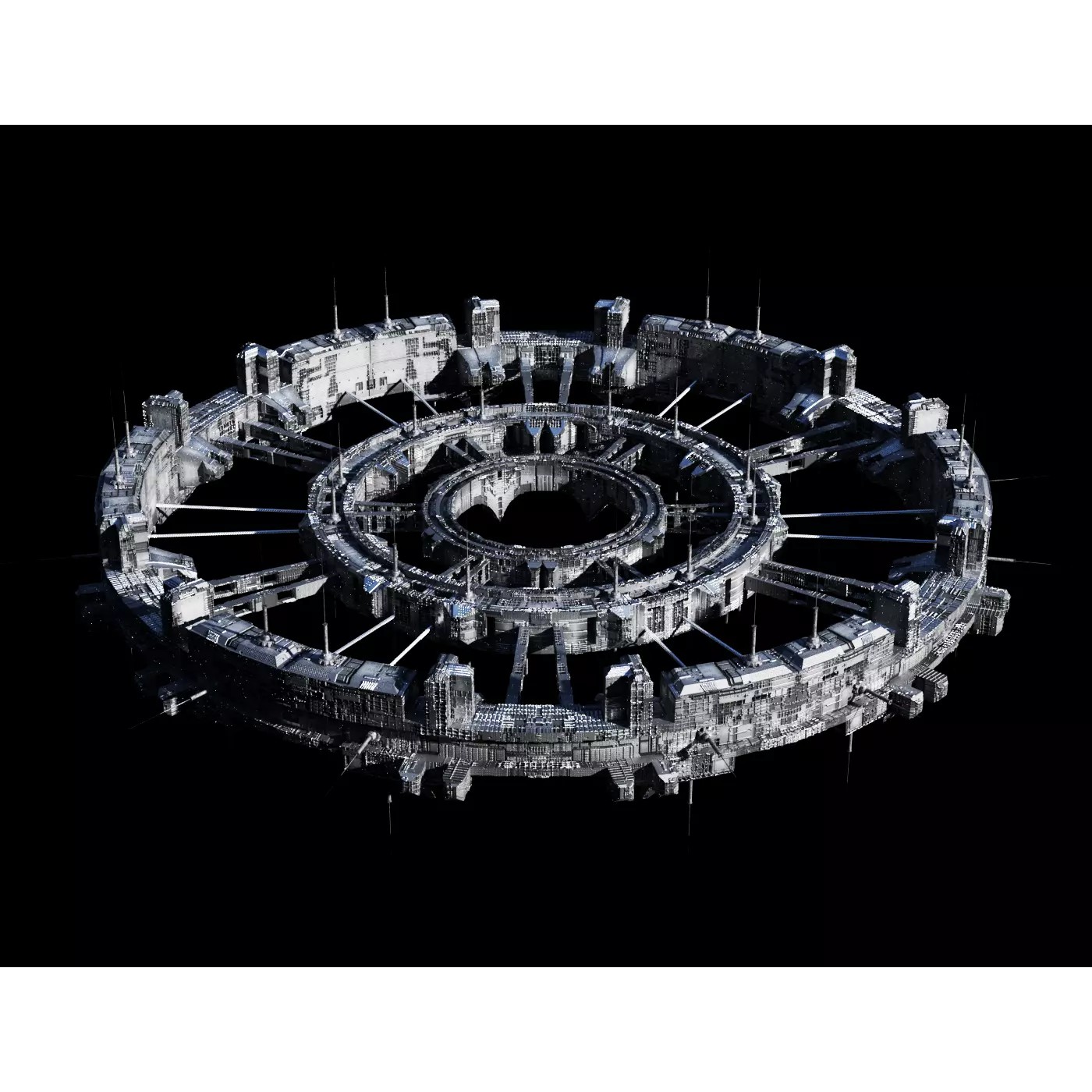 Round Space Station - Game-Ready 3D Model - View 2