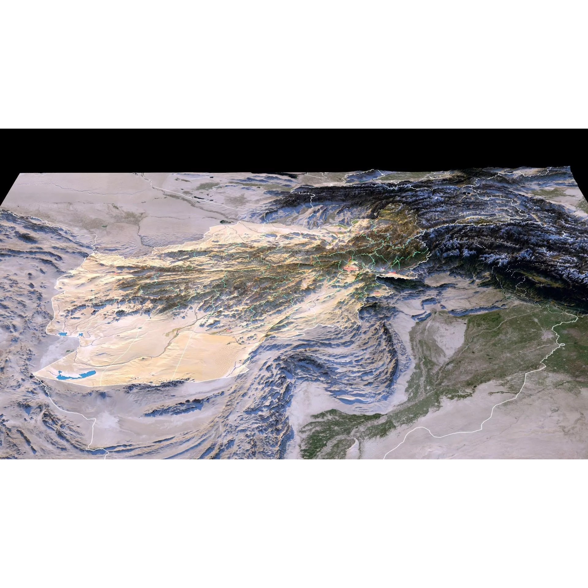 Afghanistan Map - 29K Realistic Satellite Terrain 3D Model - View 10