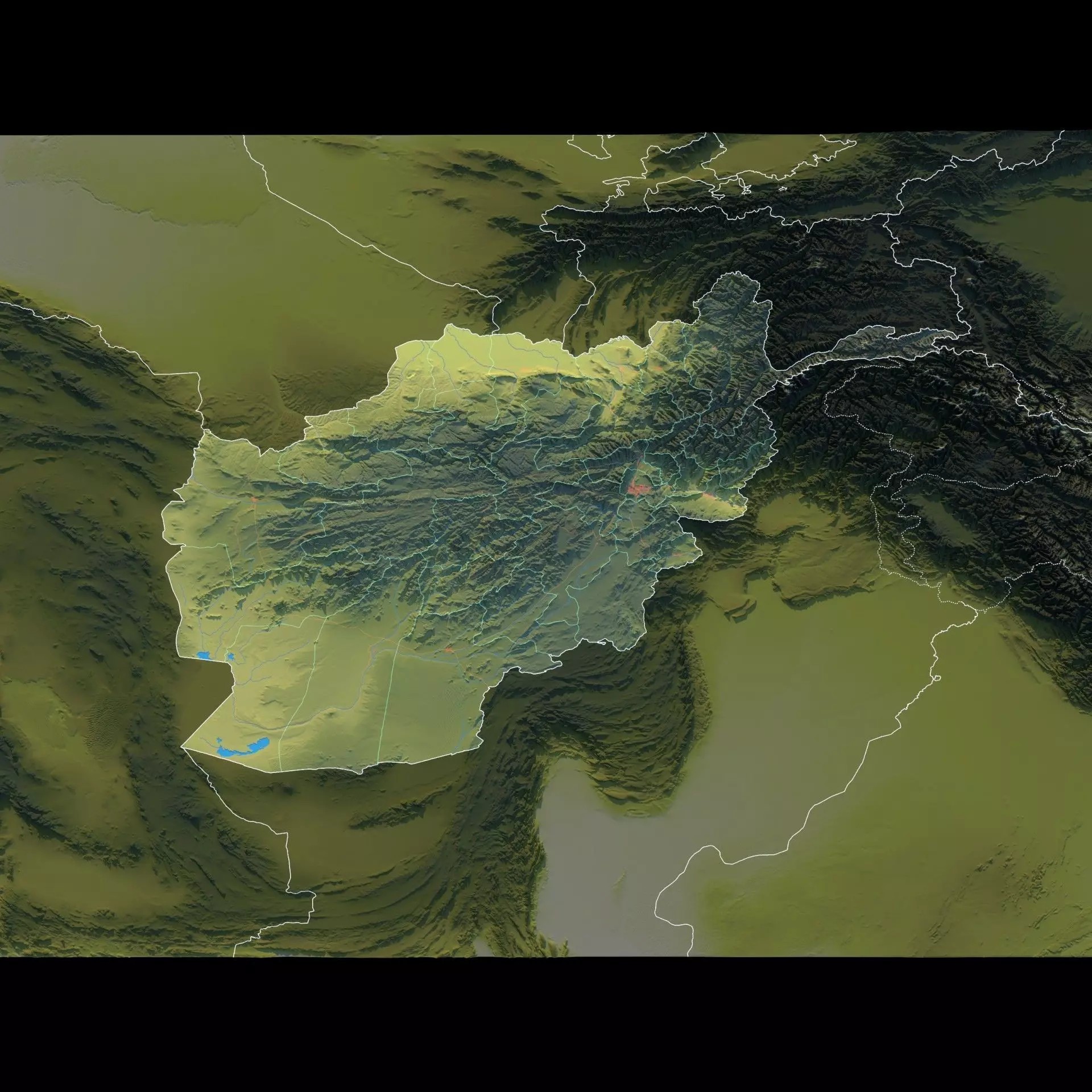 Afghanistan Map - 29K Realistic Satellite Terrain 3D Model - View 11