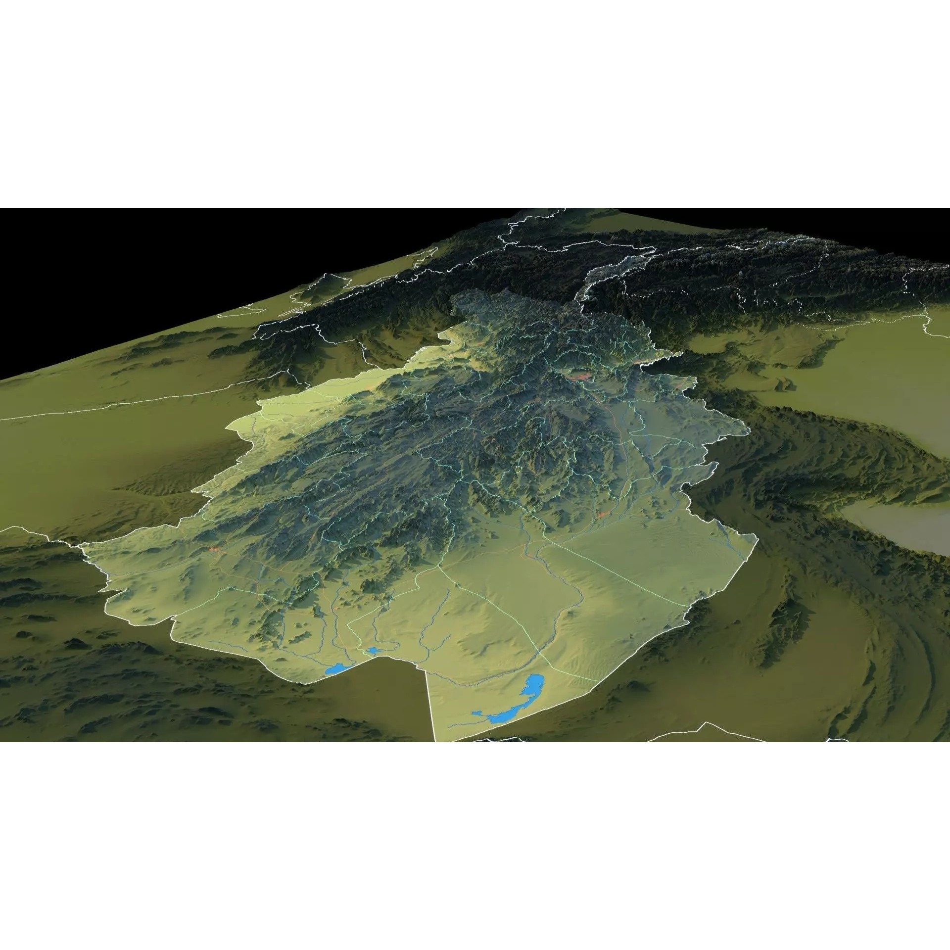 Afghanistan Map - 29K Realistic Satellite Terrain 3D Model - View 13