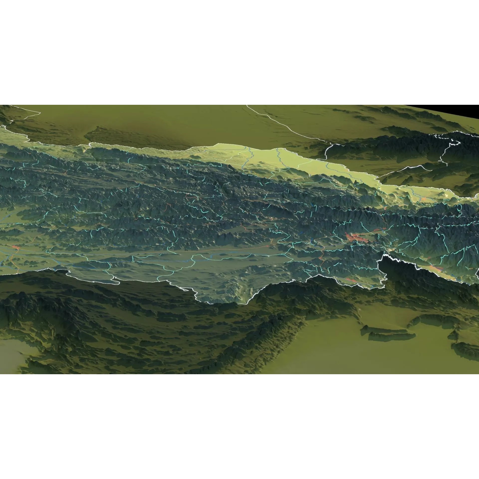 Afghanistan Map - 29K Realistic Satellite Terrain 3D Model - View 14