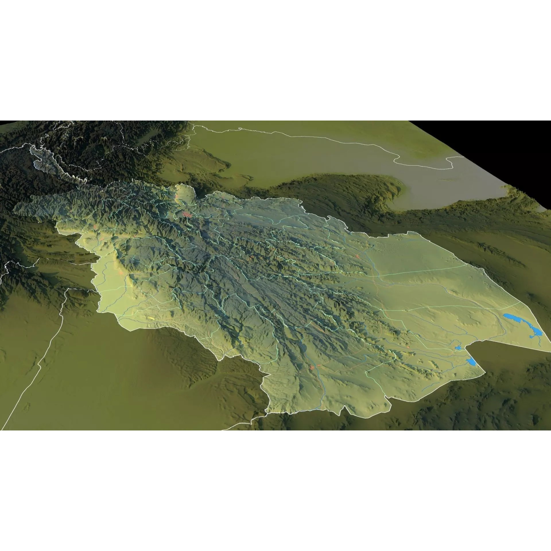 Afghanistan Map - 29K Realistic Satellite Terrain 3D Model - View 15