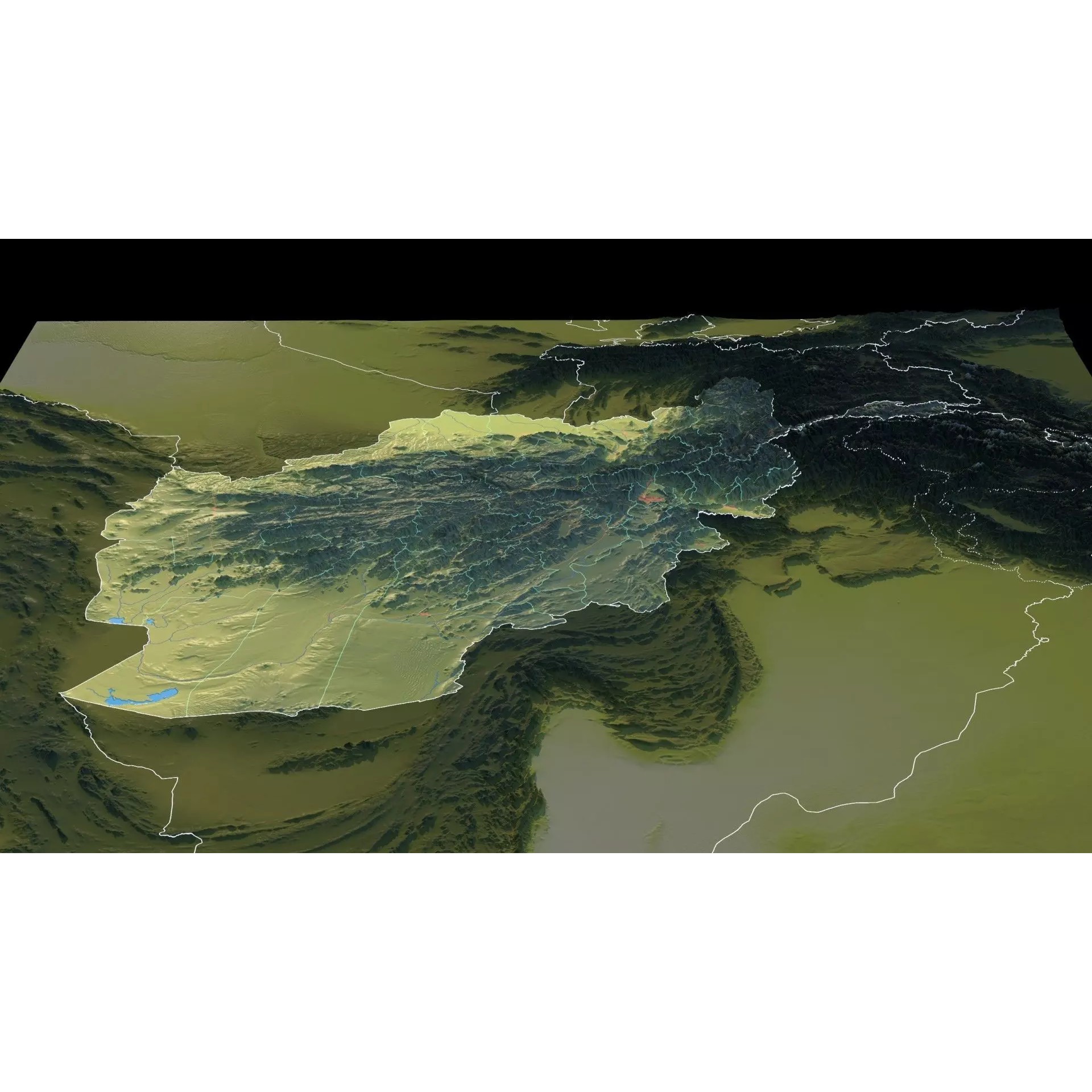 Afghanistan Map - 29K Realistic Satellite Terrain 3D Model - View 19
