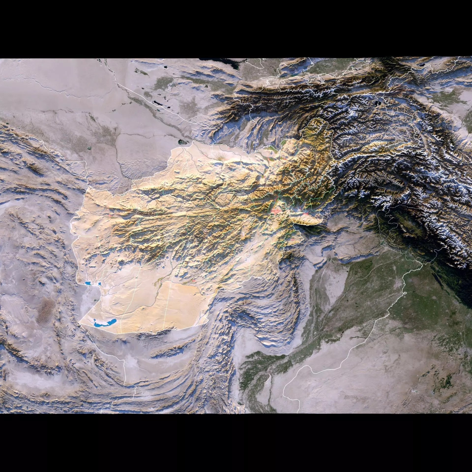 Afghanistan Map - 29K Realistic Satellite Terrain 3D Model - View 3