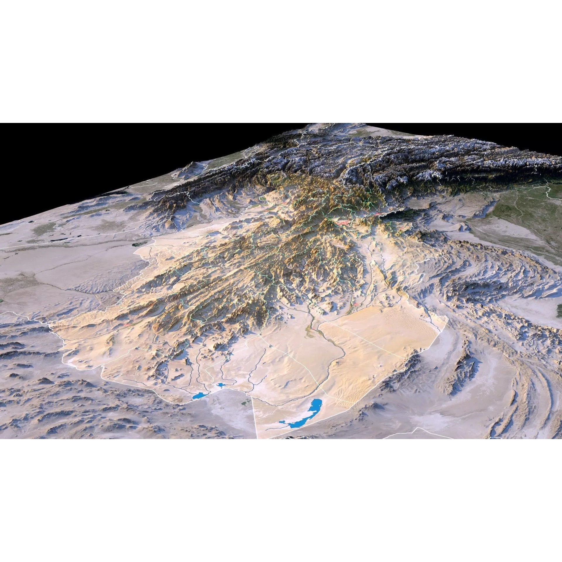 Afghanistan Map - 29K Realistic Satellite Terrain 3D Model - View 4